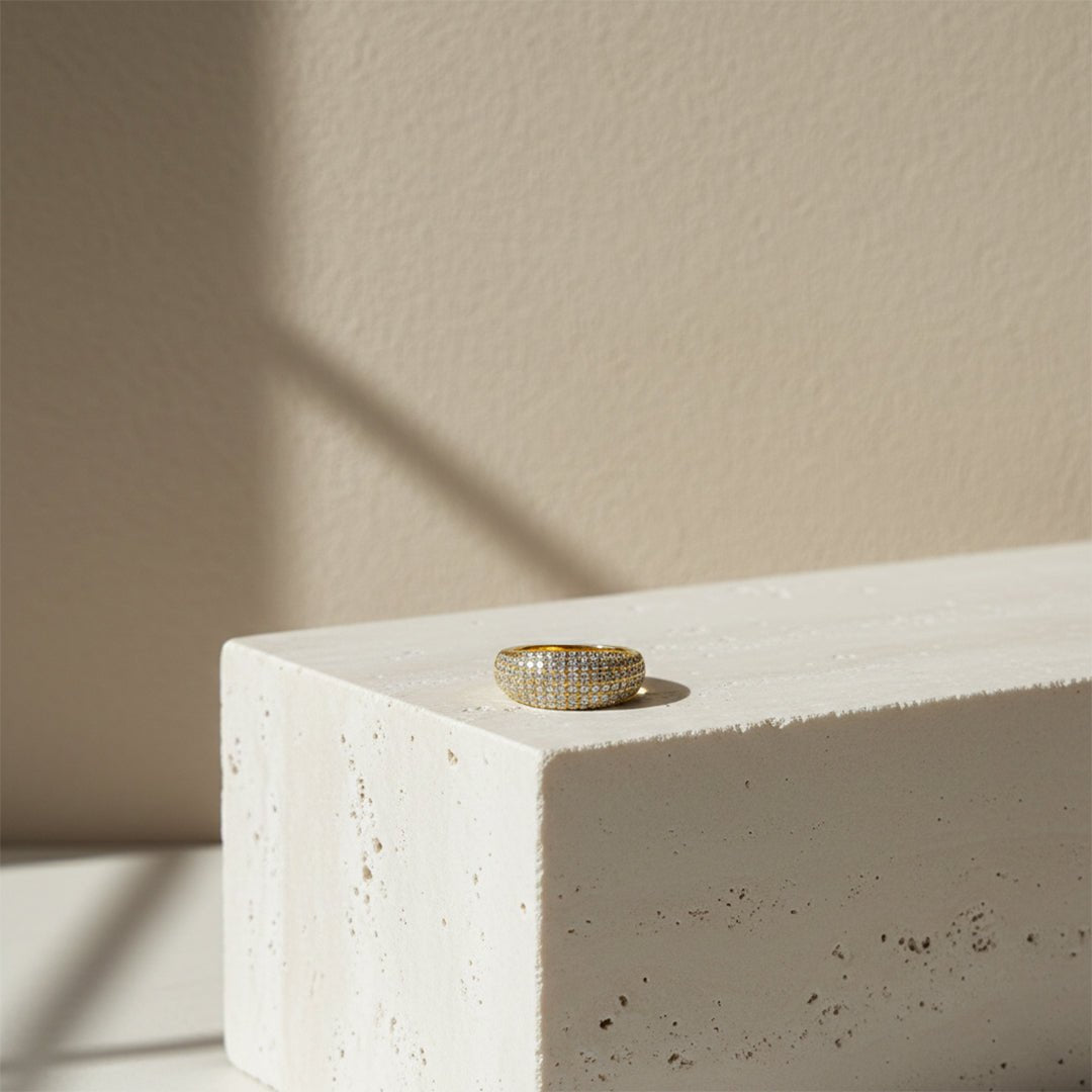 22K Luxe Gold Zircon Ring | Waterproof Statement Jewelry - Iryzo