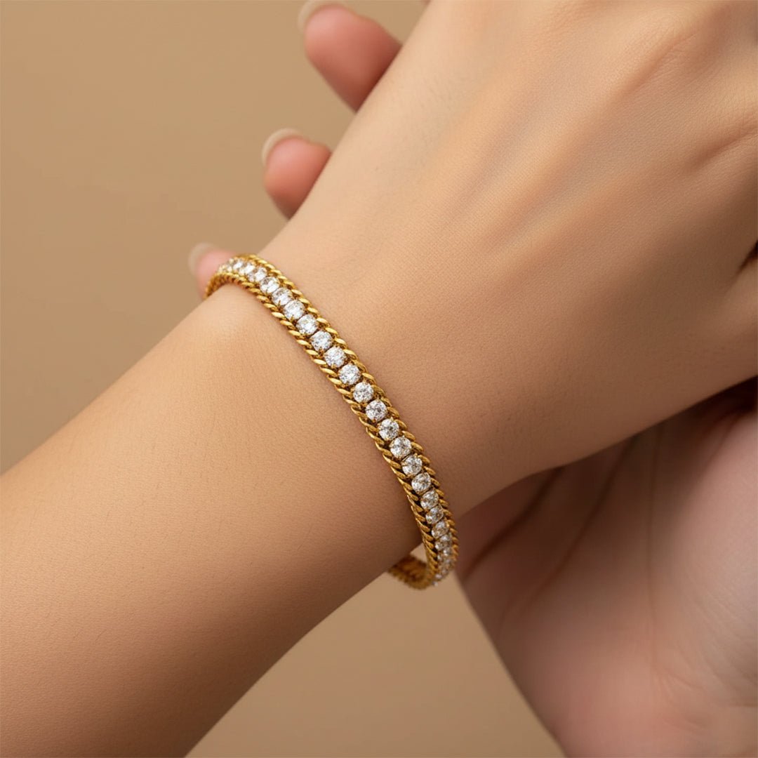 Classic Zircon Bracelet | Gold Plated Waterproof - Iryzo