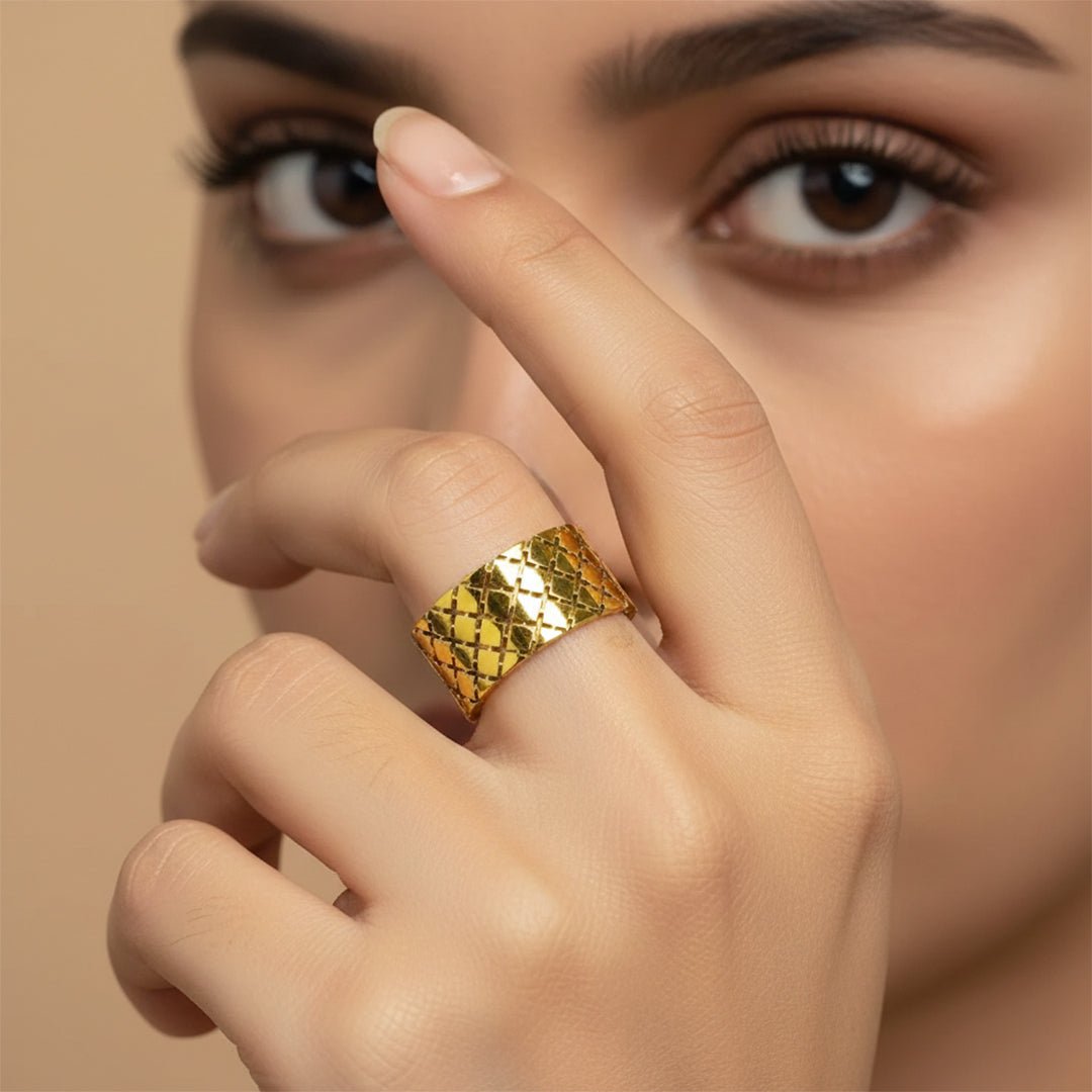 Gold Box Chain Adjustable Ring | 18K Gold Plated Stainless Steel - Iryzo