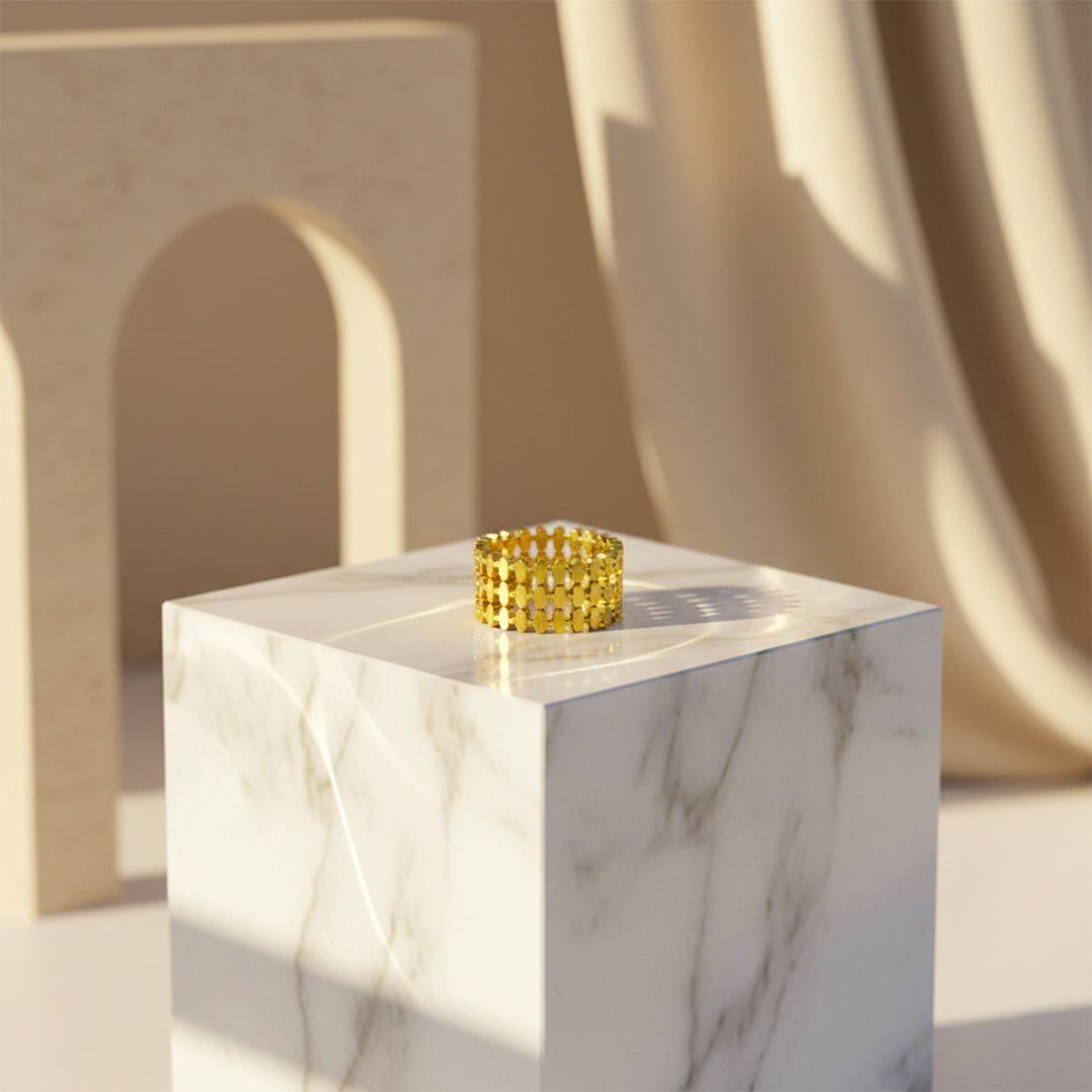 Gold Dome Ring | Chunky Statement Band - Iryzo