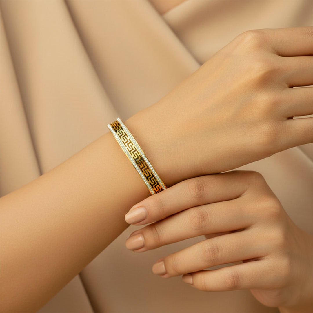 Gold Statement Cuff Bangle | Modern Open Bracelet - Iryzo