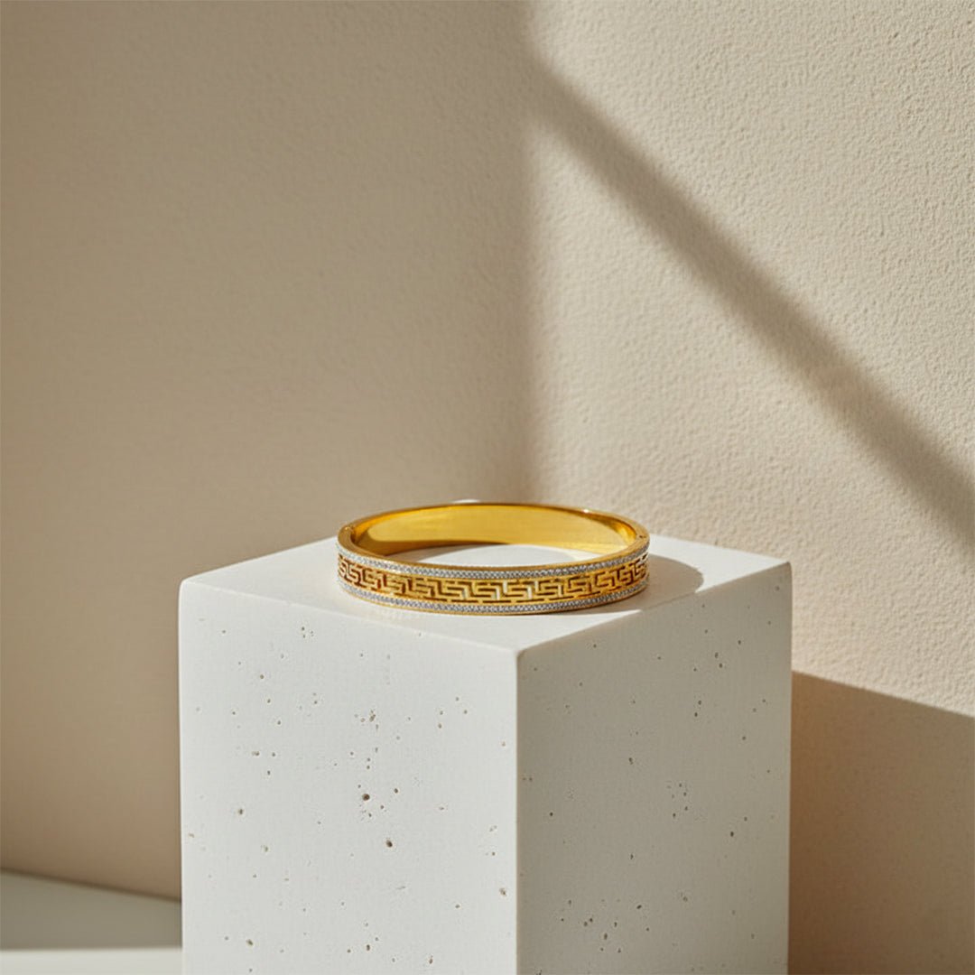 Gold Statement Cuff Bangle | Modern Open Bracelet - Iryzo