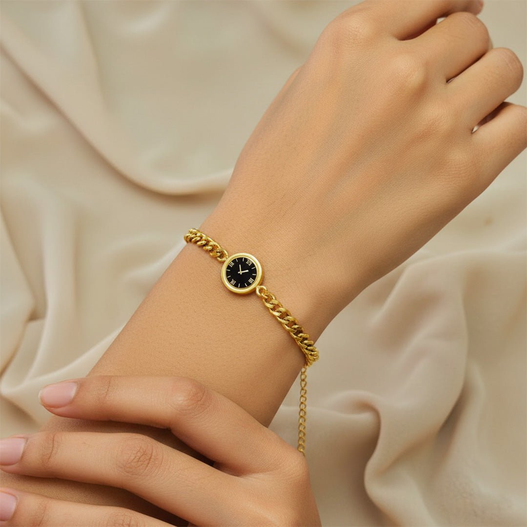 Gold Watch Link Bracelet | Chunky Statement Cuff - Iryzo