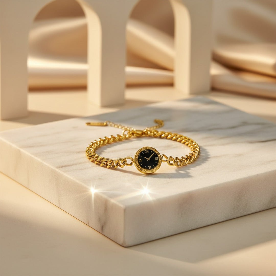 Gold Watch Link Bracelet | Chunky Statement Cuff - Iryzo