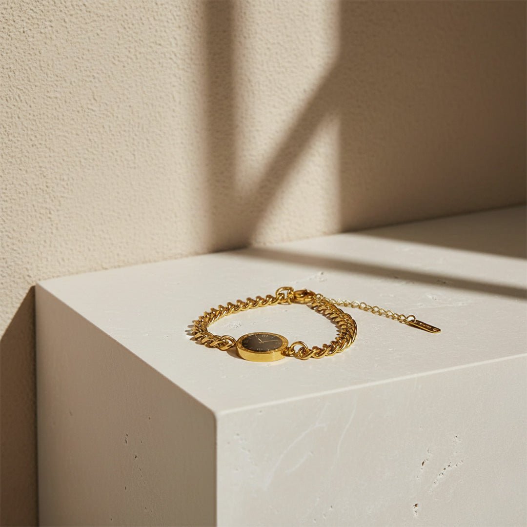 Gold Watch Link Bracelet | Chunky Statement Cuff - Iryzo