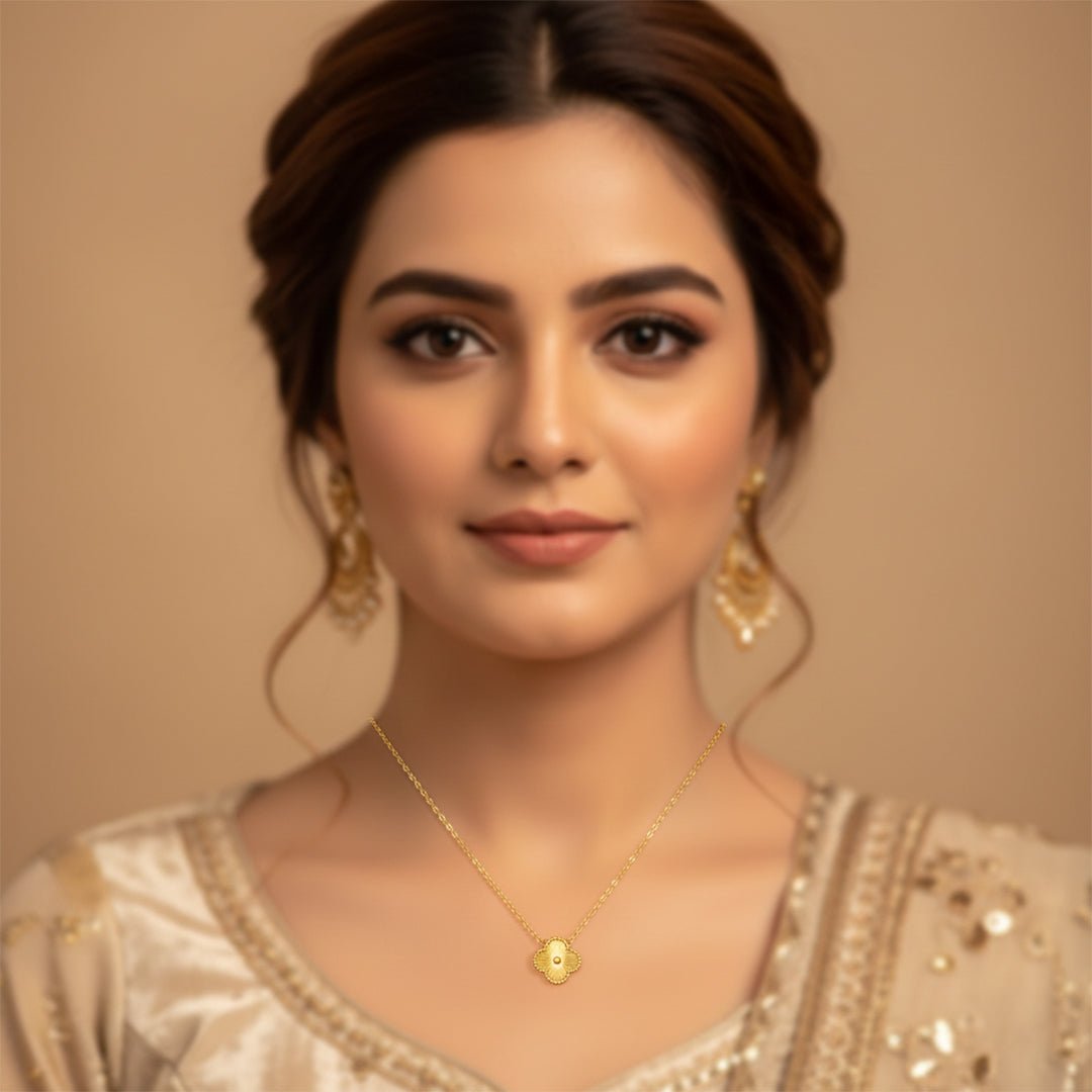 Golden Clover Necklace | Lucky Four Leaf Pendant - Iryzo