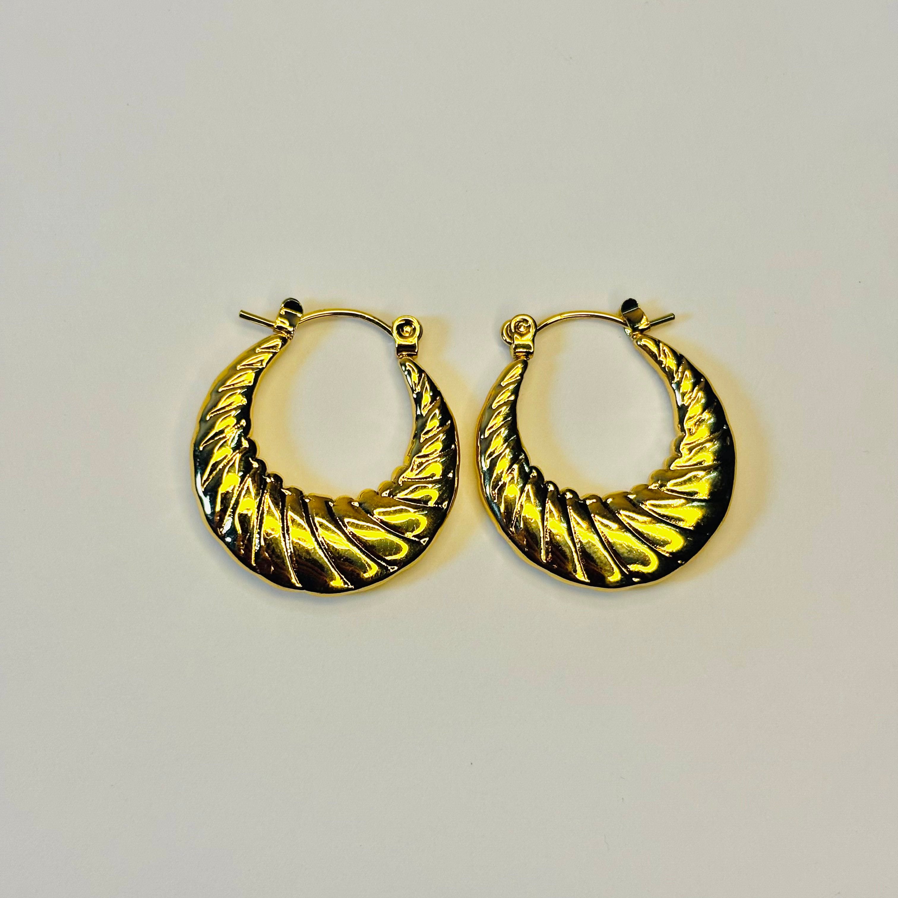 Chunky Croissant Small Golden Hoops