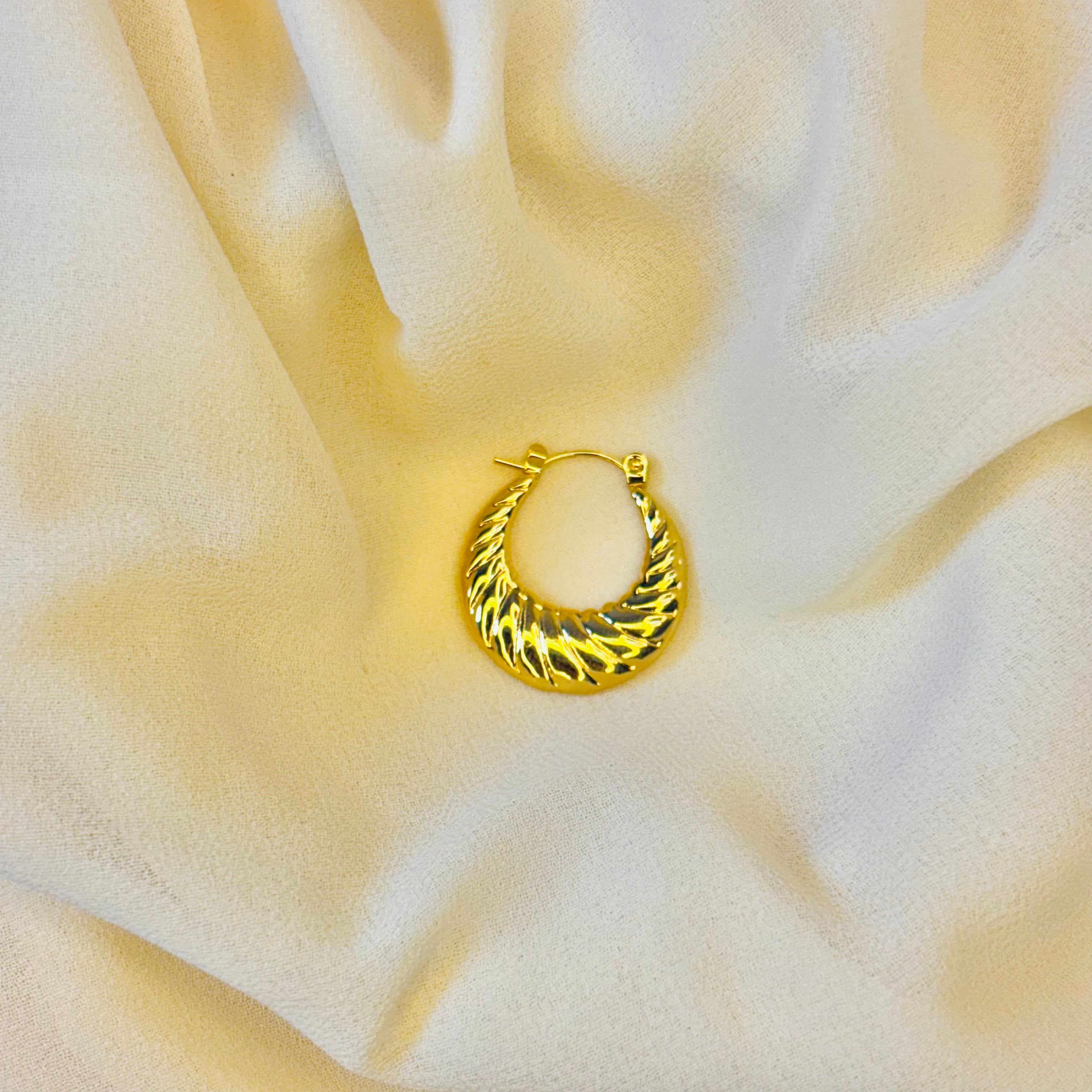 Chunky Croissant Small Golden Hoops
