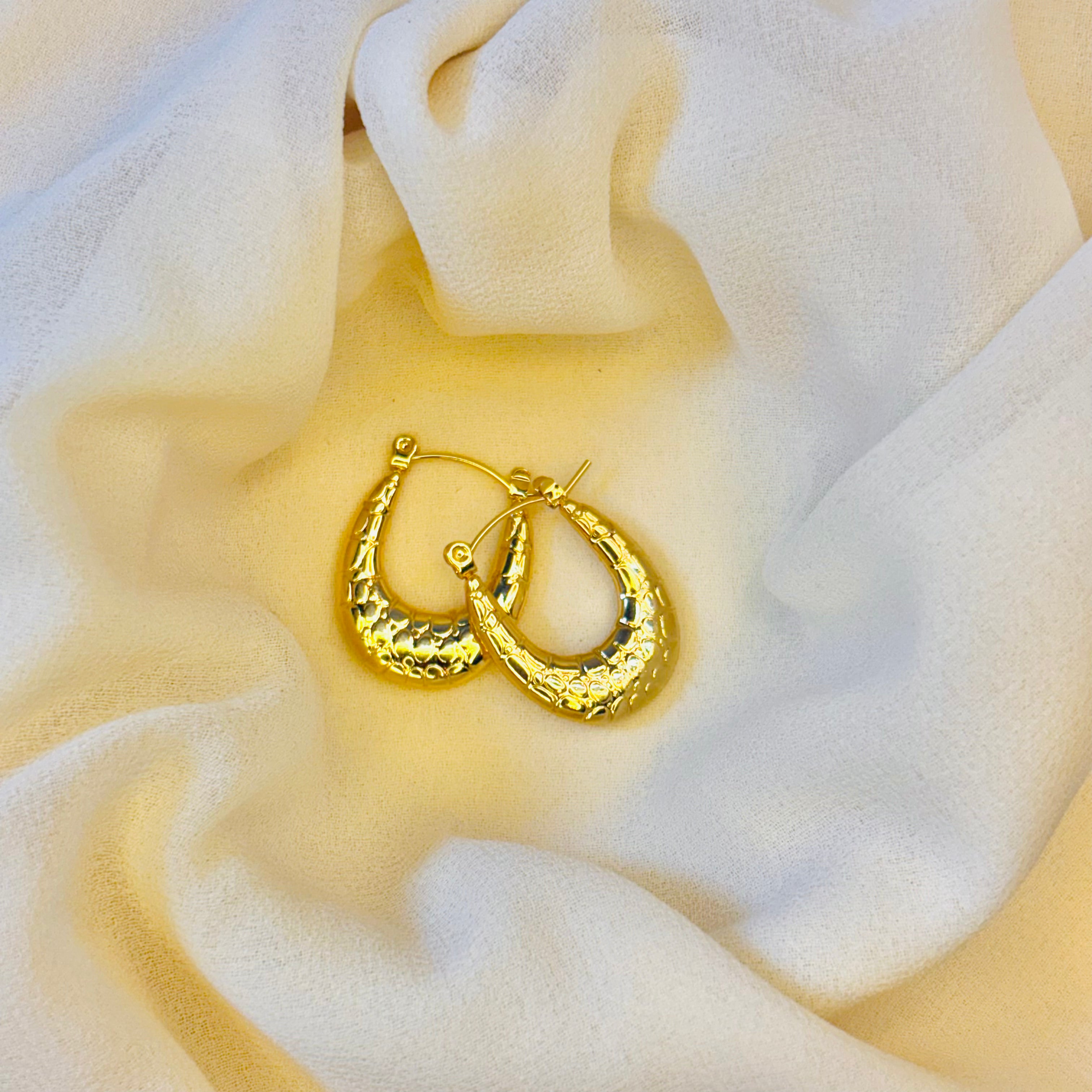 Stainless Steel gold chunky earring