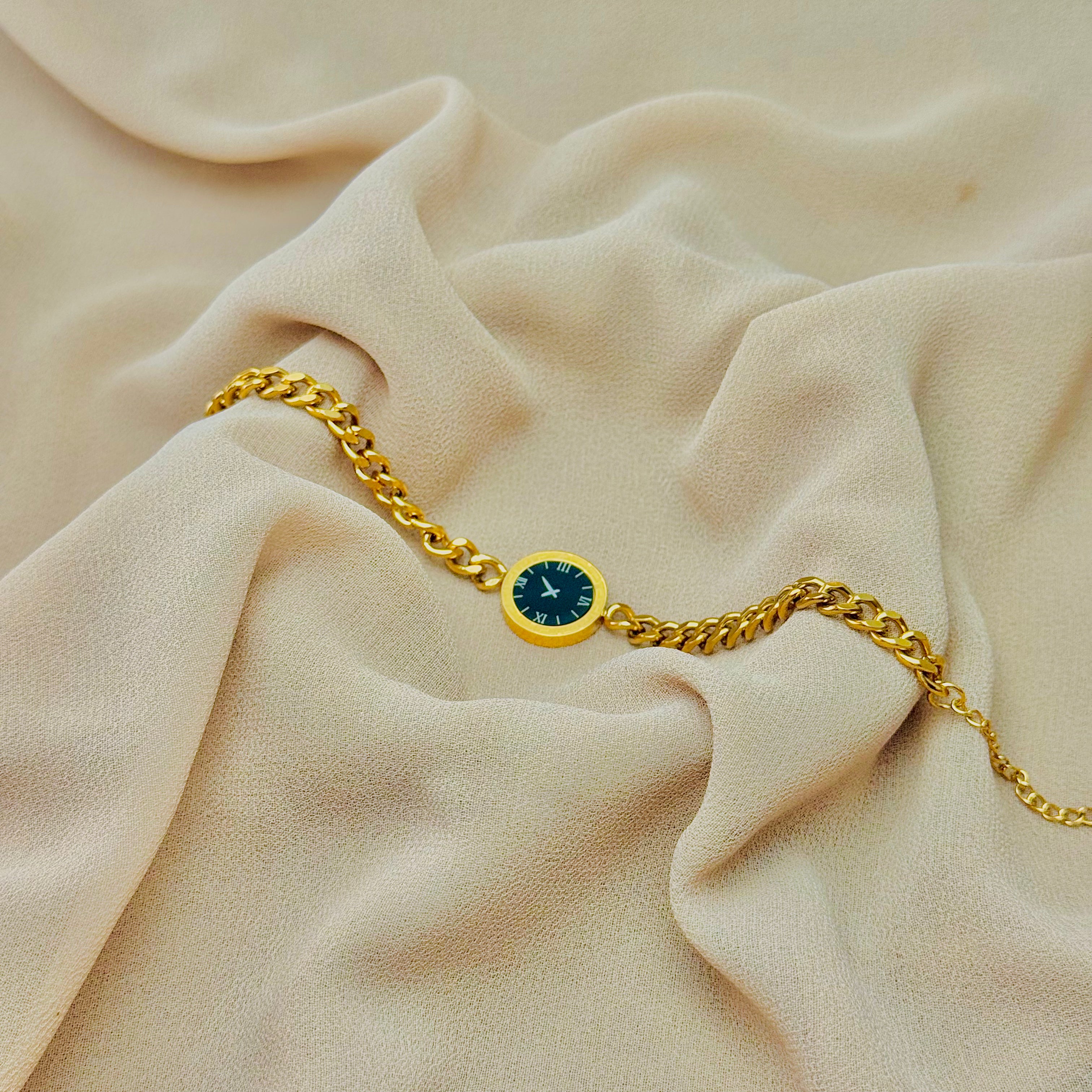 Gold Watch Link Bracelet Chunky Statement Cuff Iryzo Pakistan