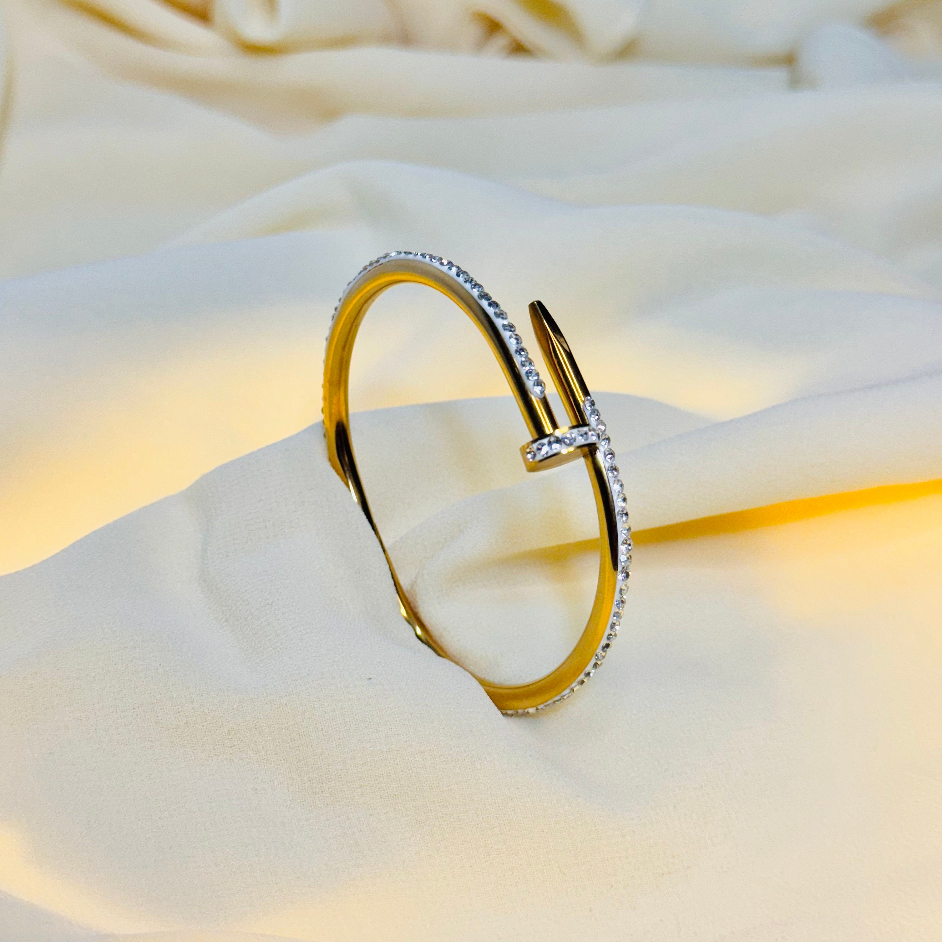 Sparkling Pave Crystal Nail Bracelet