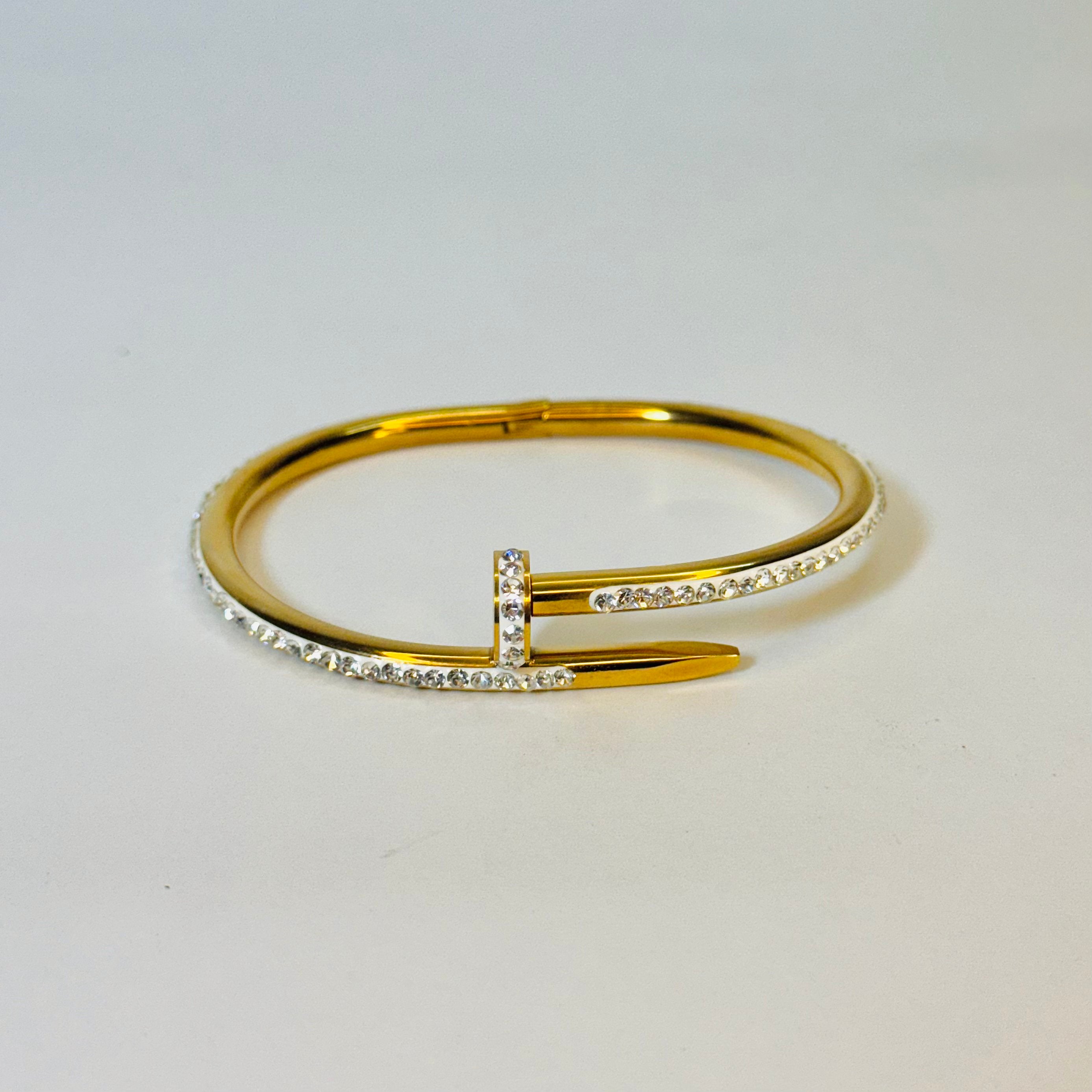 Sparkling Pave Crystal Nail Bracelet