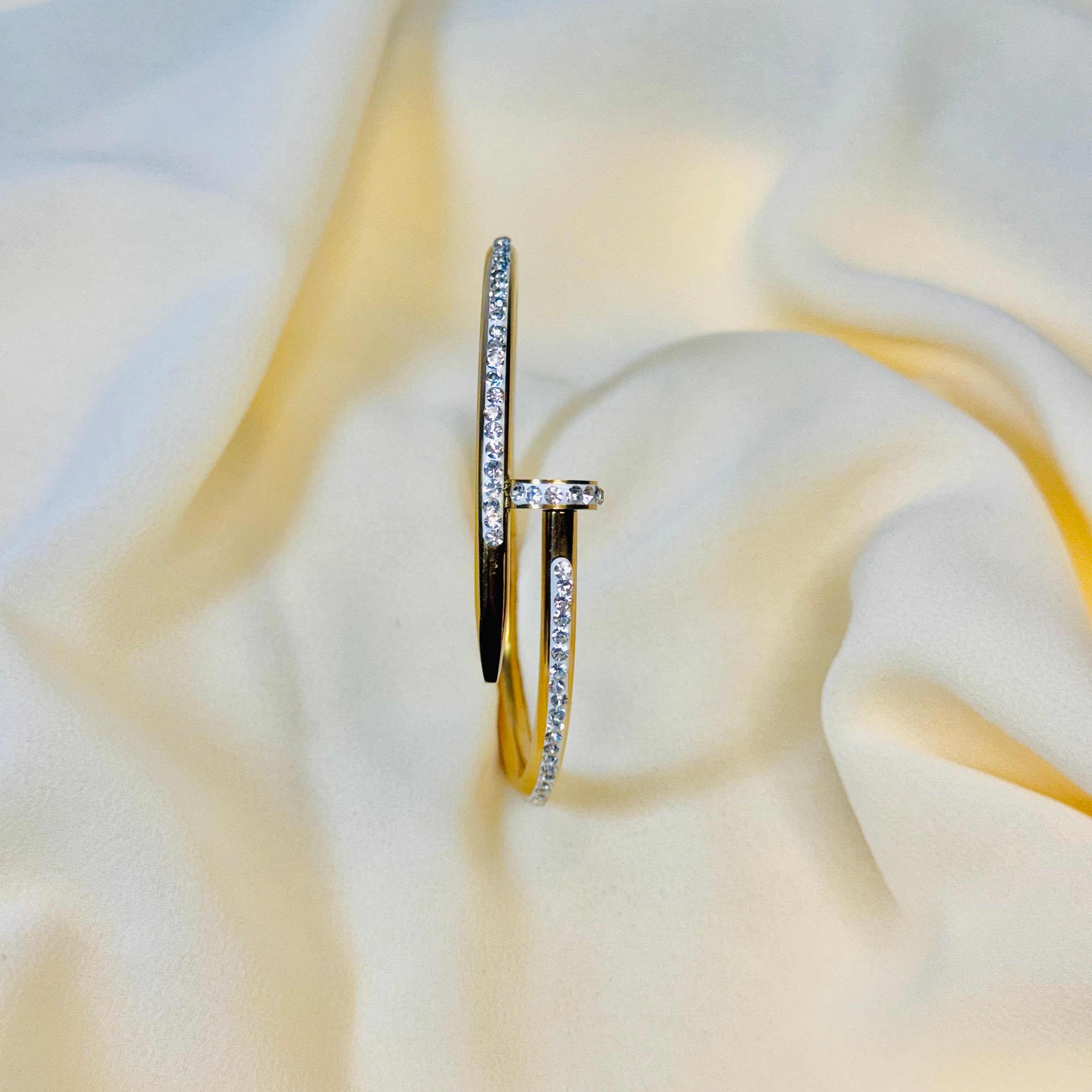 Sparkling Pave Crystal Nail Bracelet