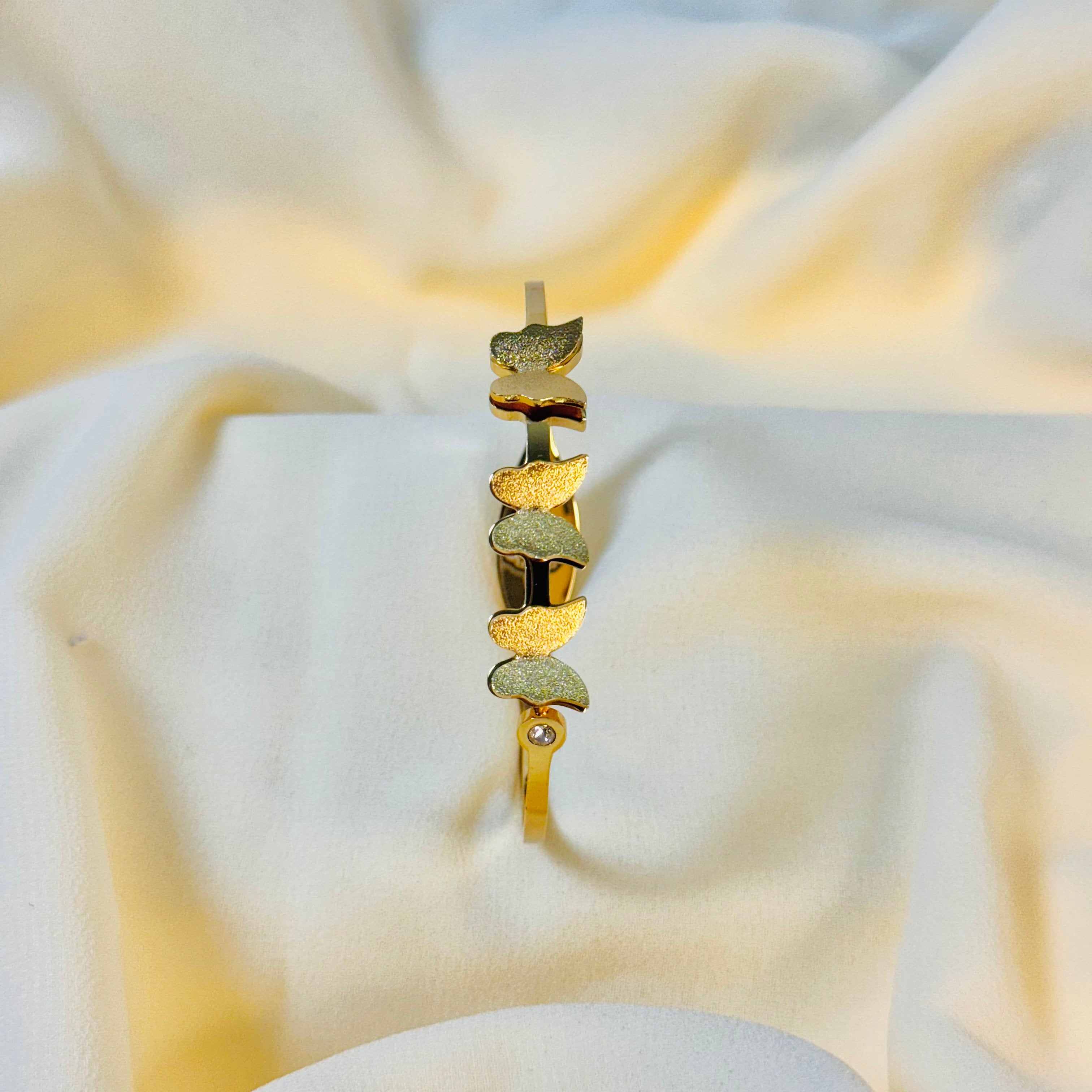 Chic Butterfly Bangle with Pave Crystal Accent