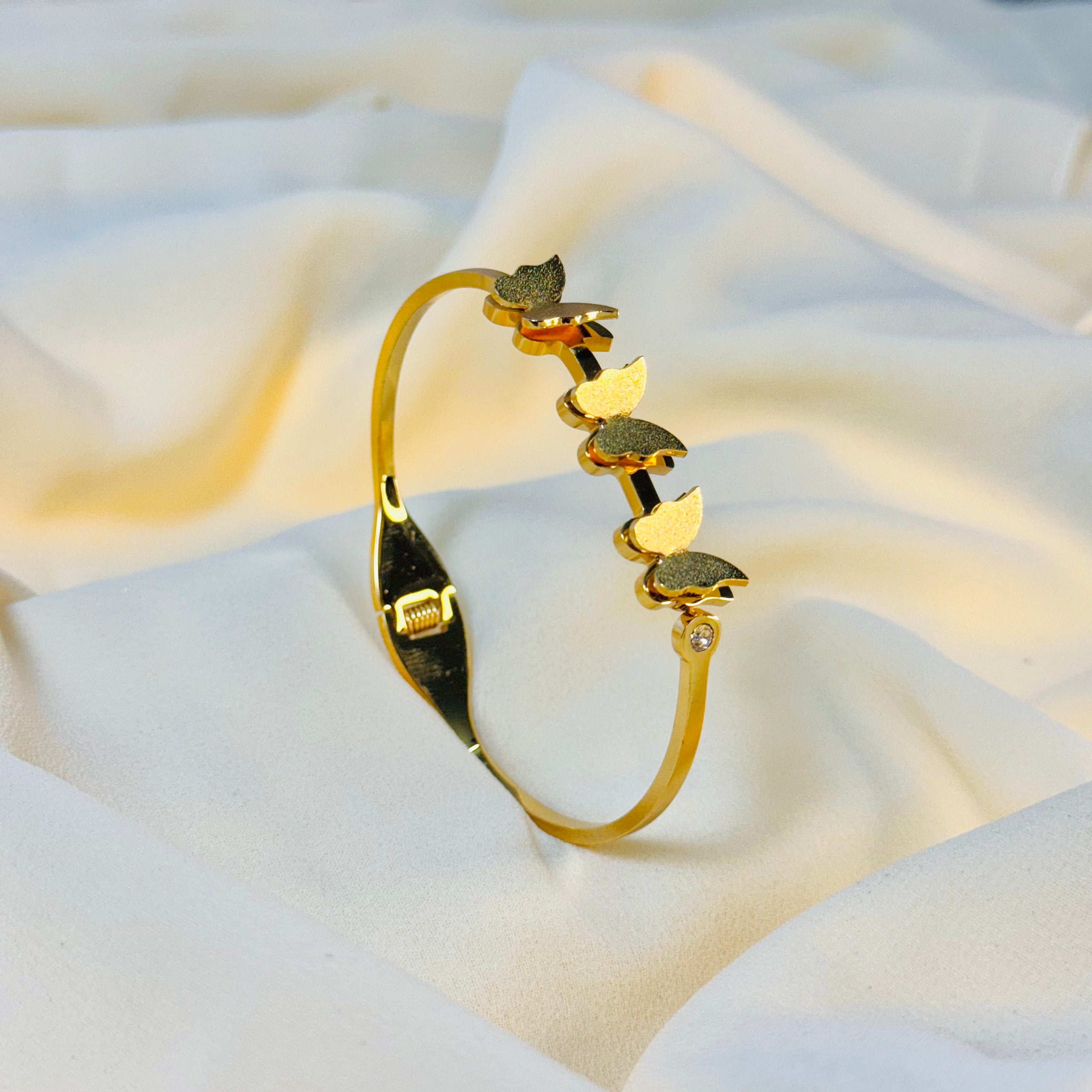 Chic Butterfly Bangle with Pave Crystal Accent