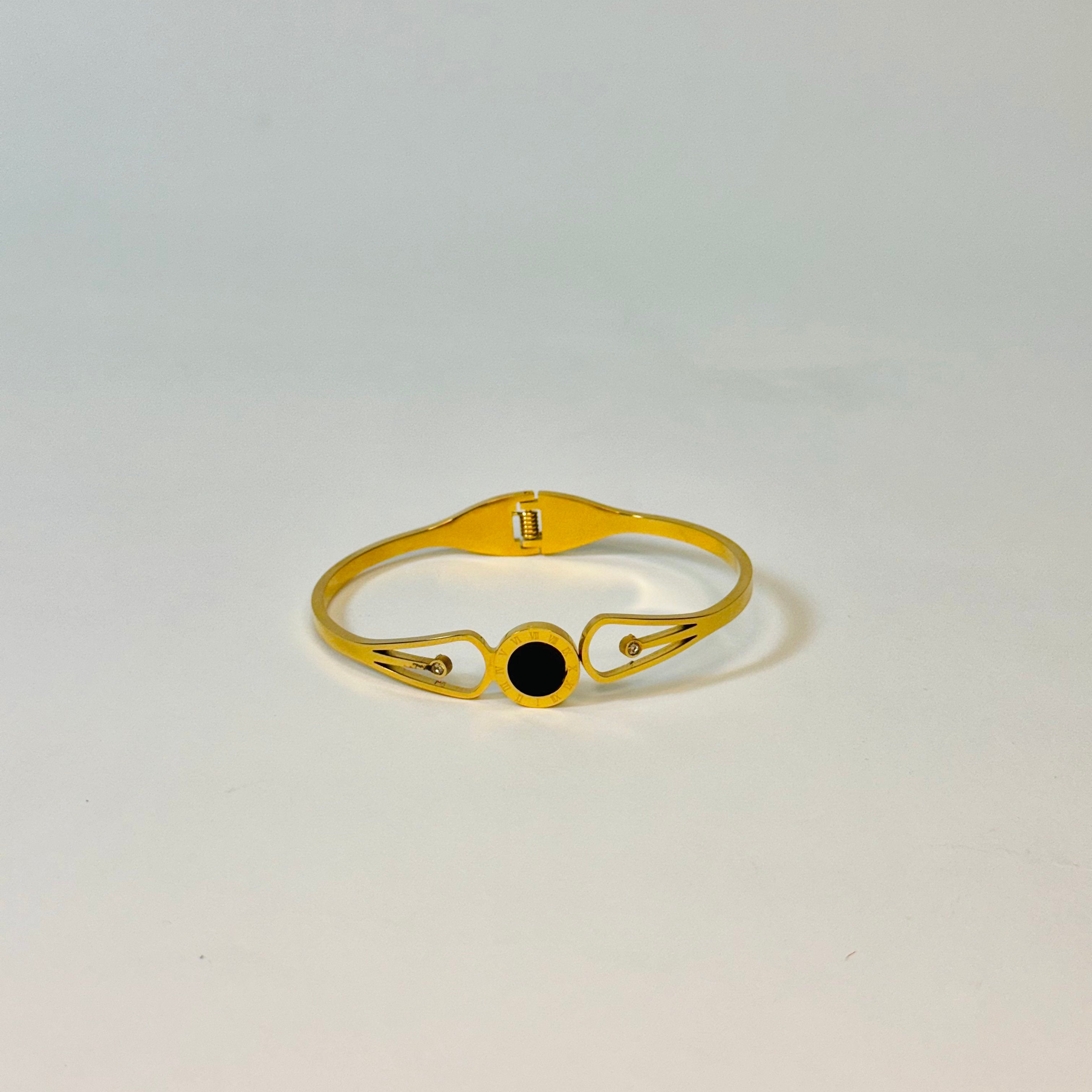 Elegant Golden Roman Numeral Cuff Bracelet