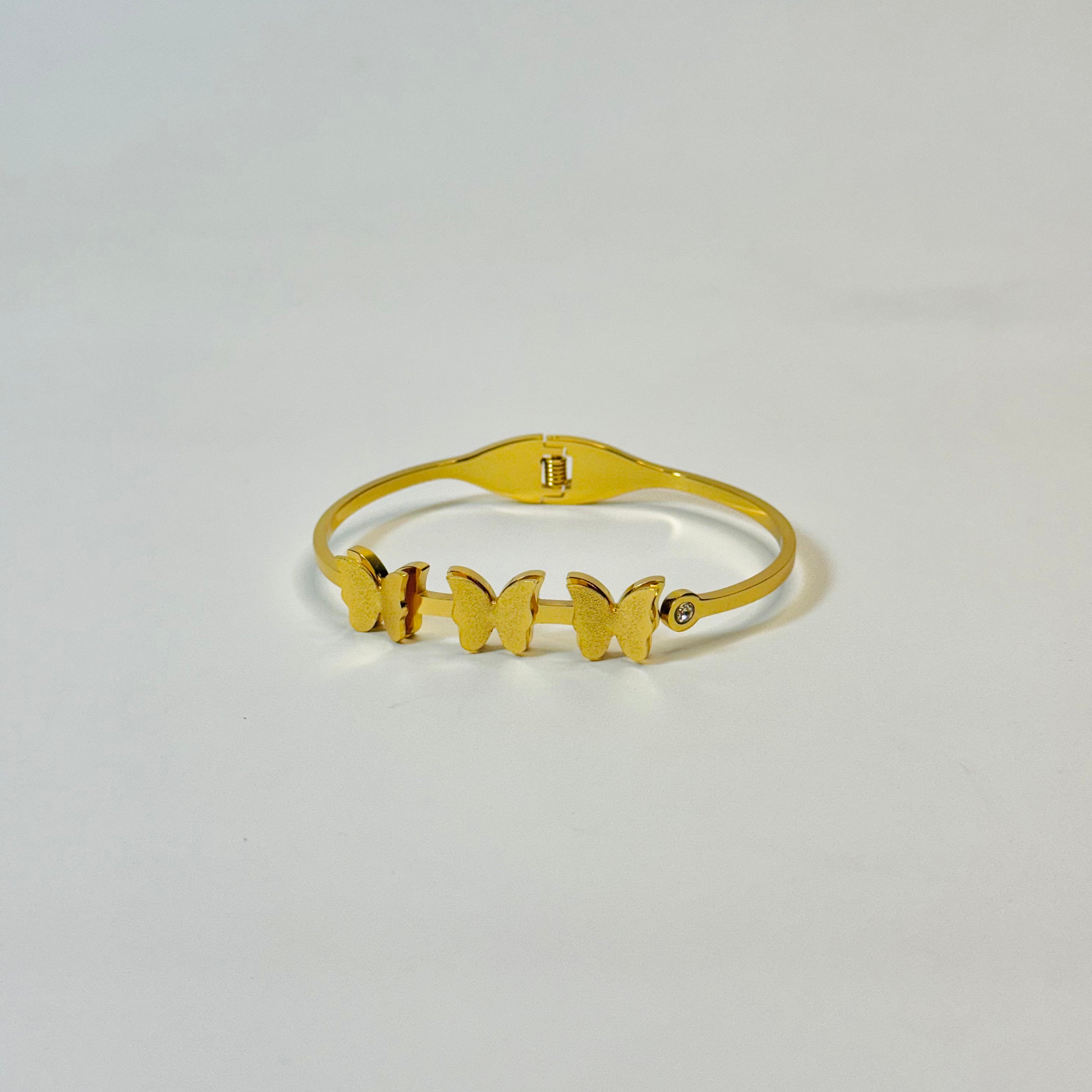 Chic Butterfly Bangle with Pave Crystal Accent