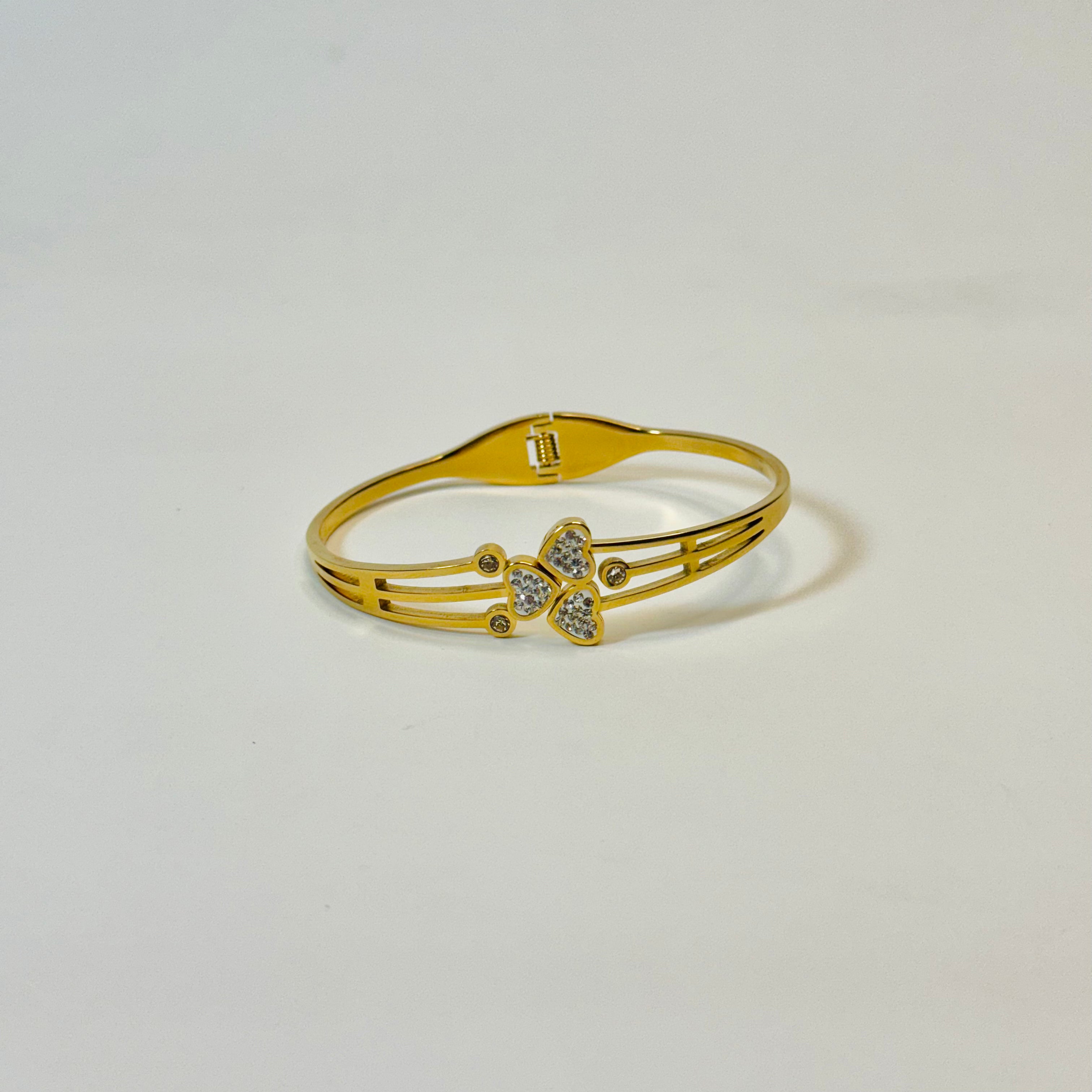 Stainless Steel heart shape diamond bracelet