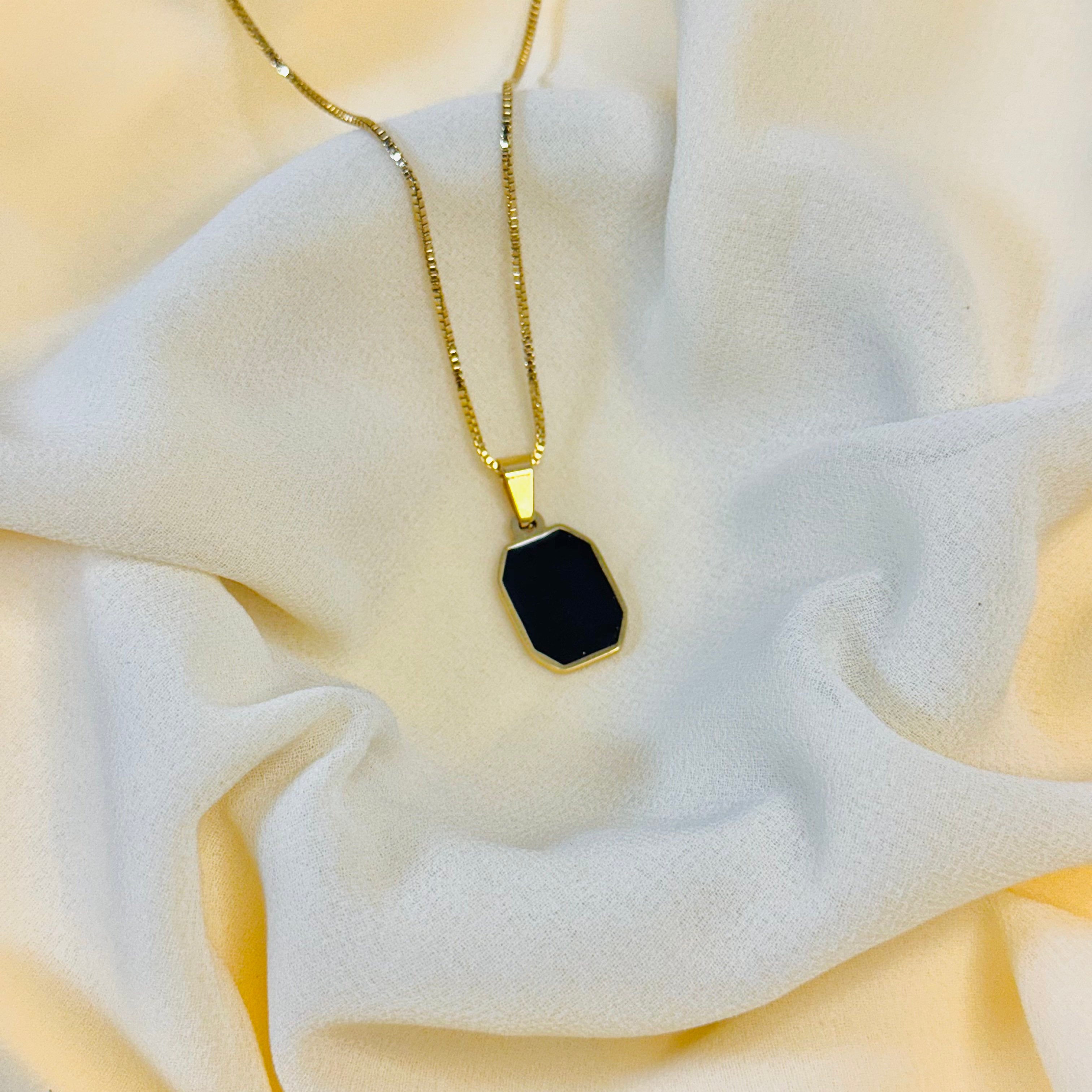 Abstract Golden Hexagon Pendant Necklace