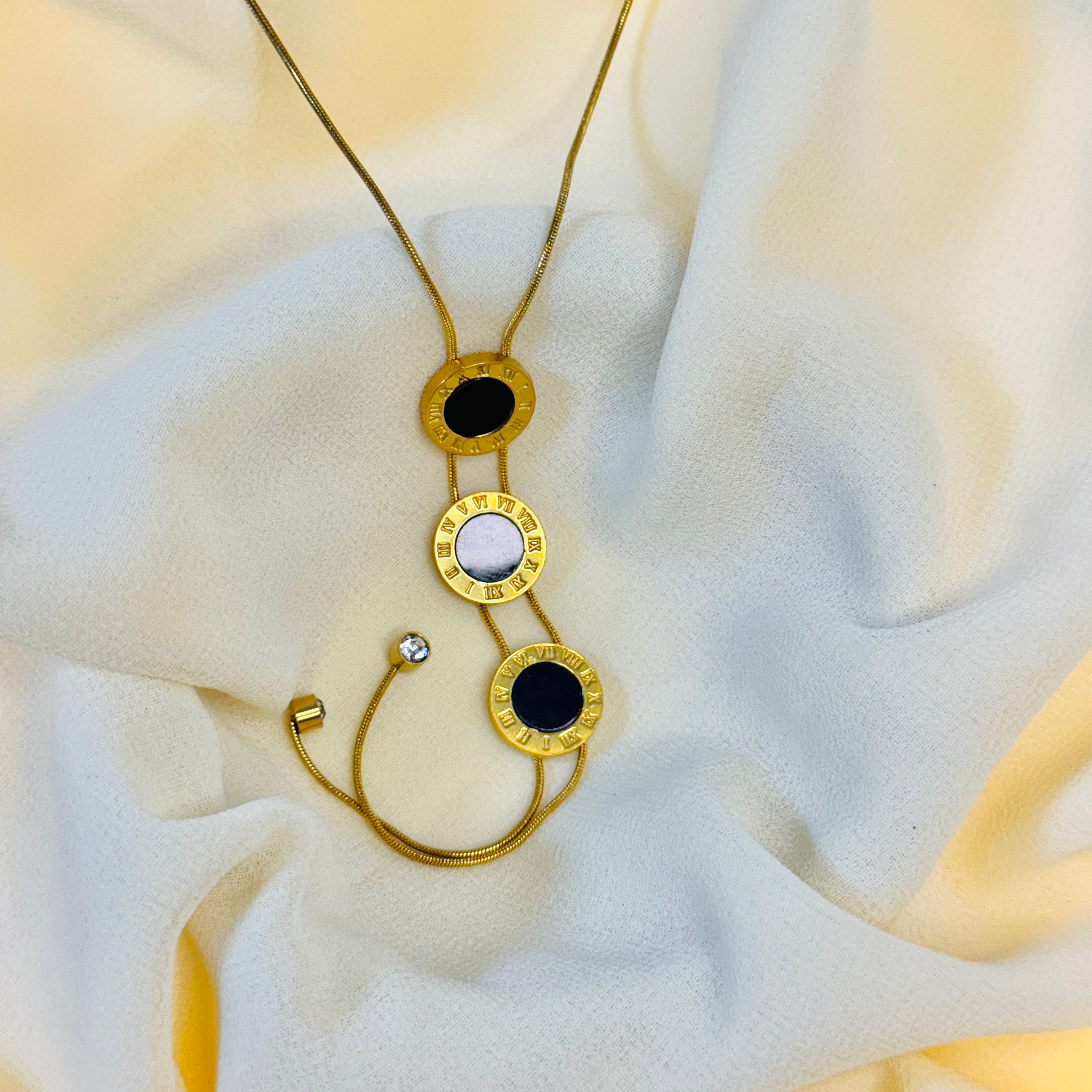 Elegant Triple Roman Numeral Pendant Necklace