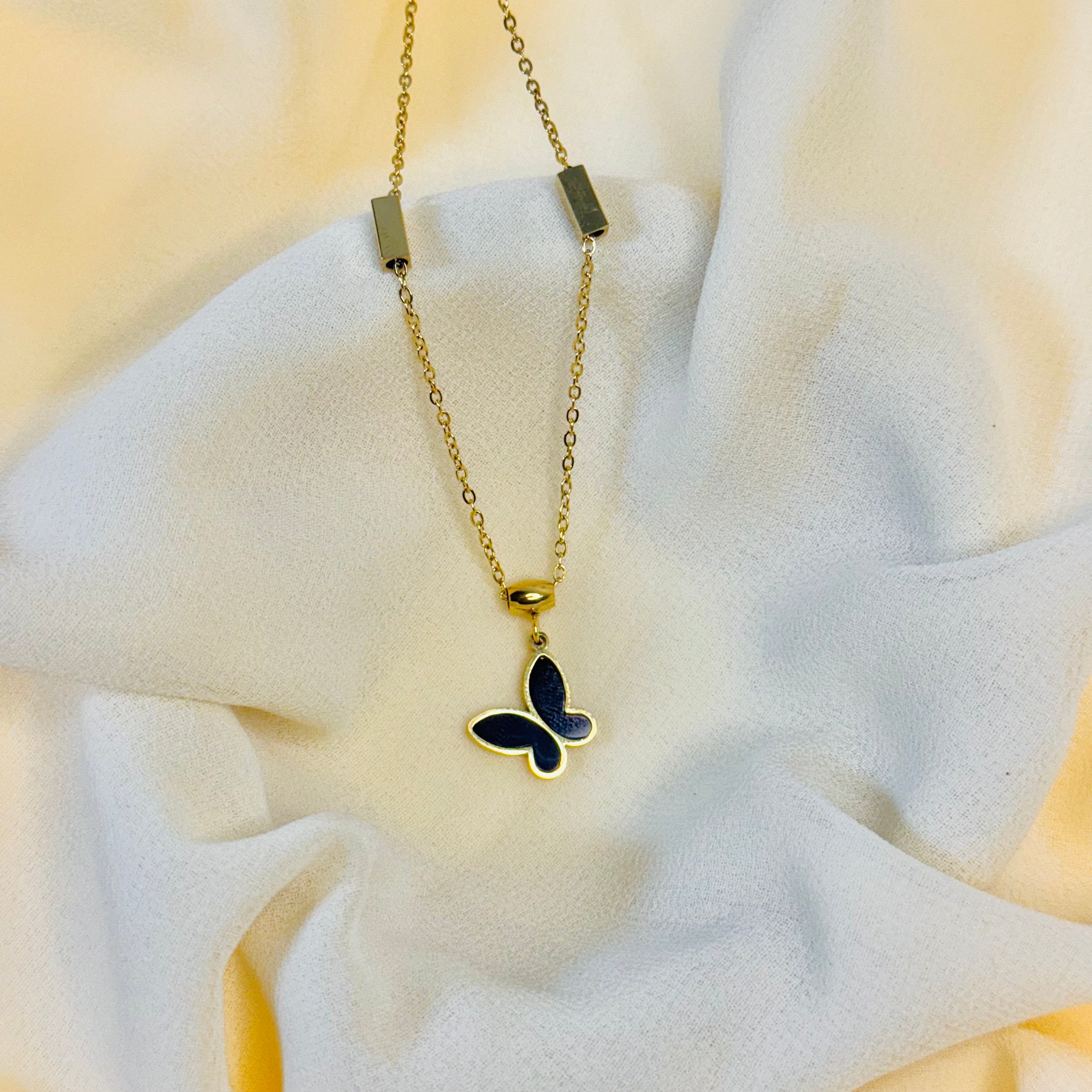 Delicate Butterfly Necklace with Pave Crystals