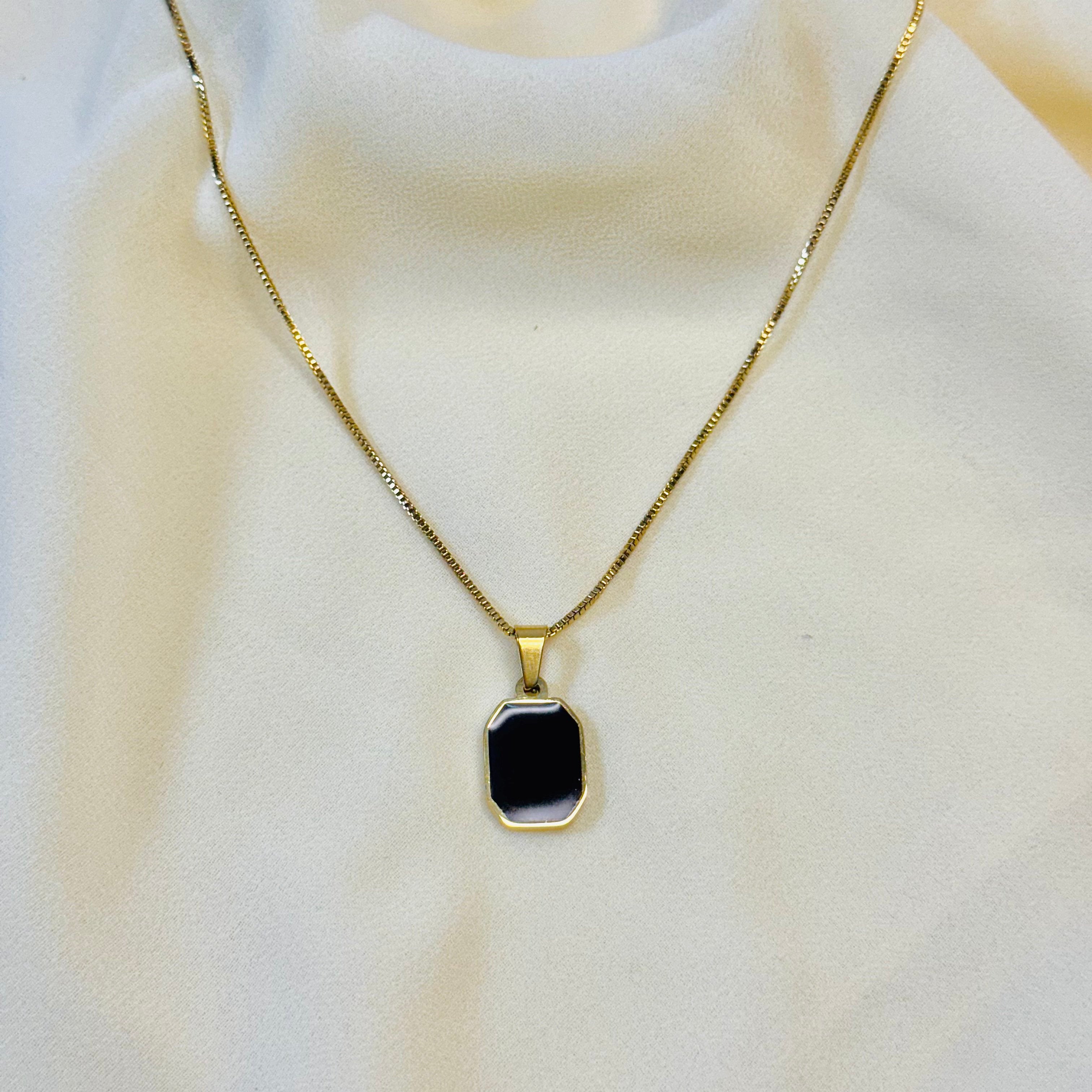 Abstract Golden Hexagon Pendant Necklace