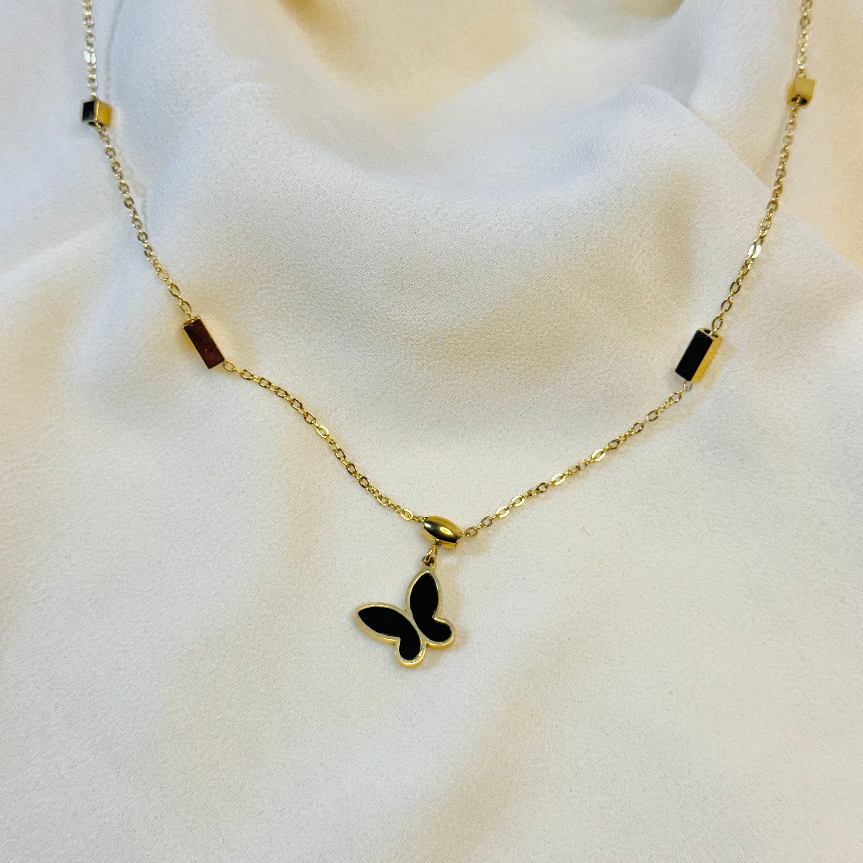 Delicate Butterfly Necklace with Pave Crystals