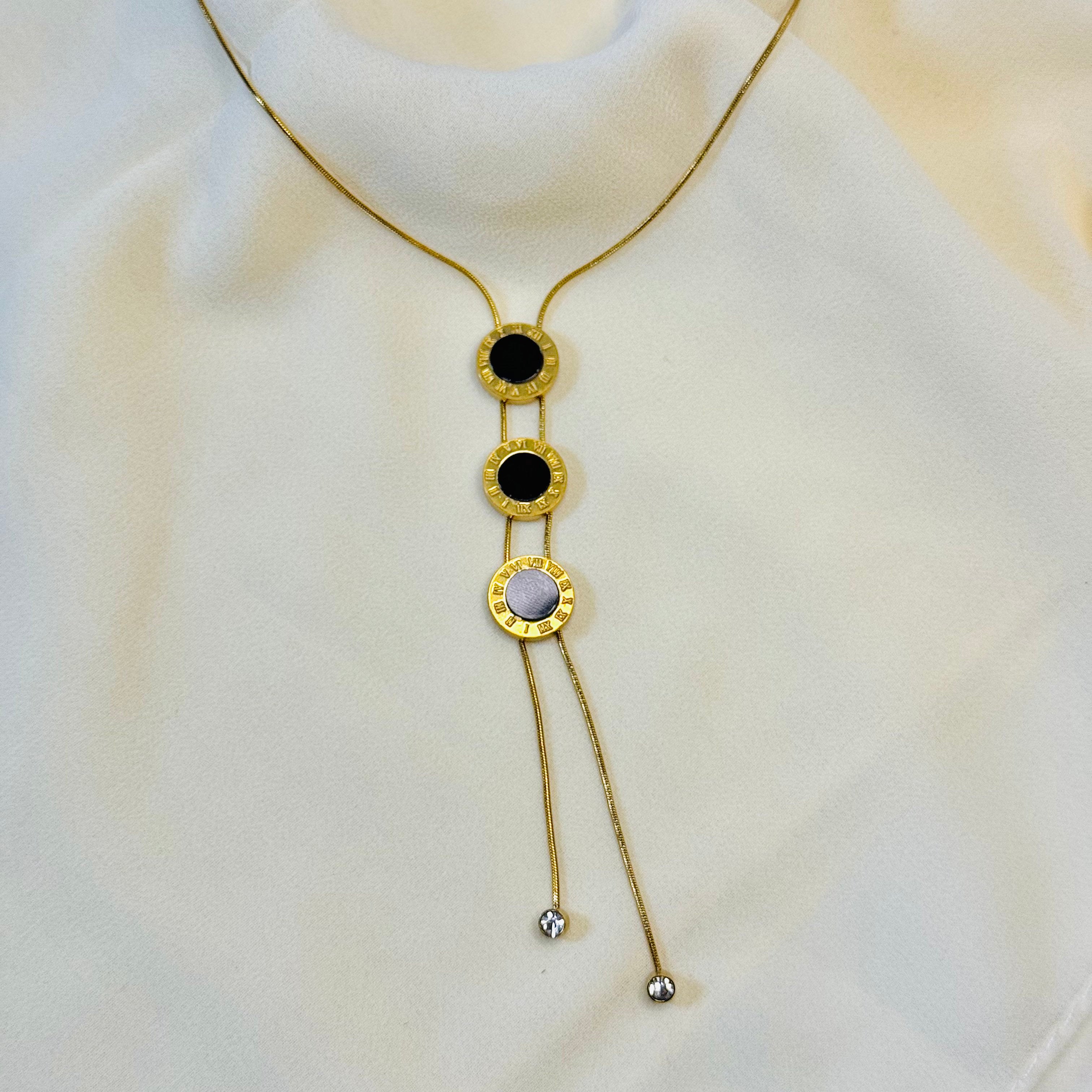 Elegant Triple Roman Numeral Pendant Necklace