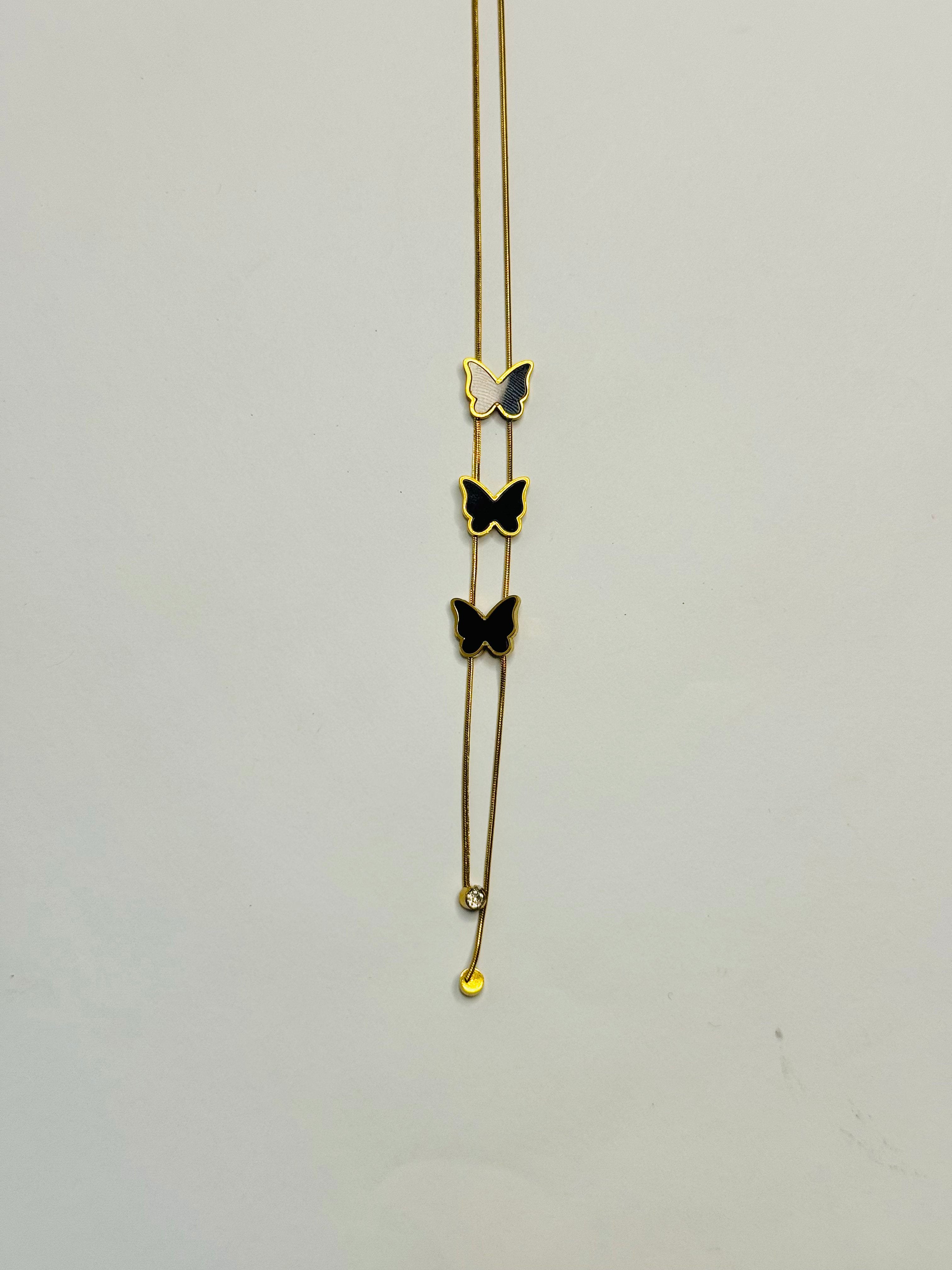 Delicate Triple Butterfly Pendant Necklace