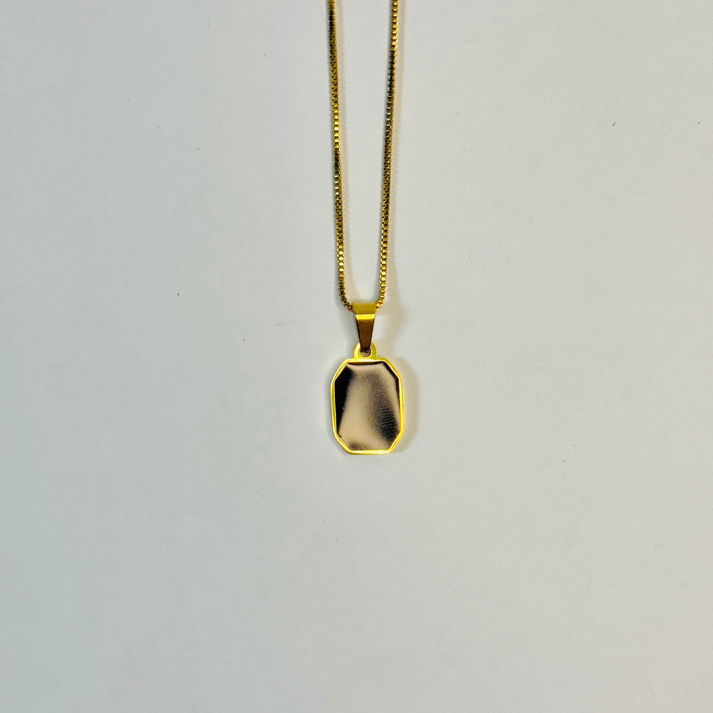 Abstract Golden Hexagon Pendant Necklace
