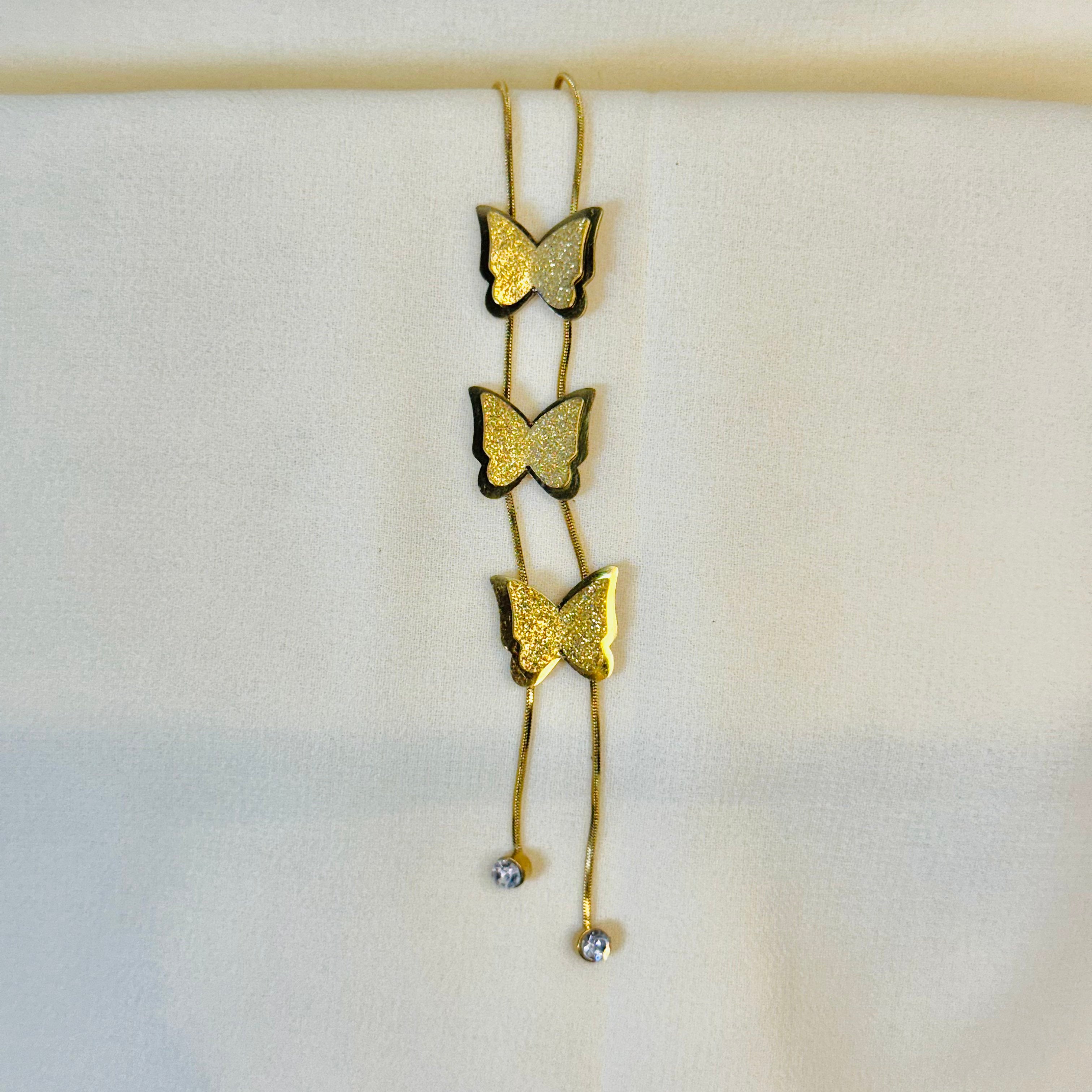 Delicate Triple Butterfly Pendant Necklace