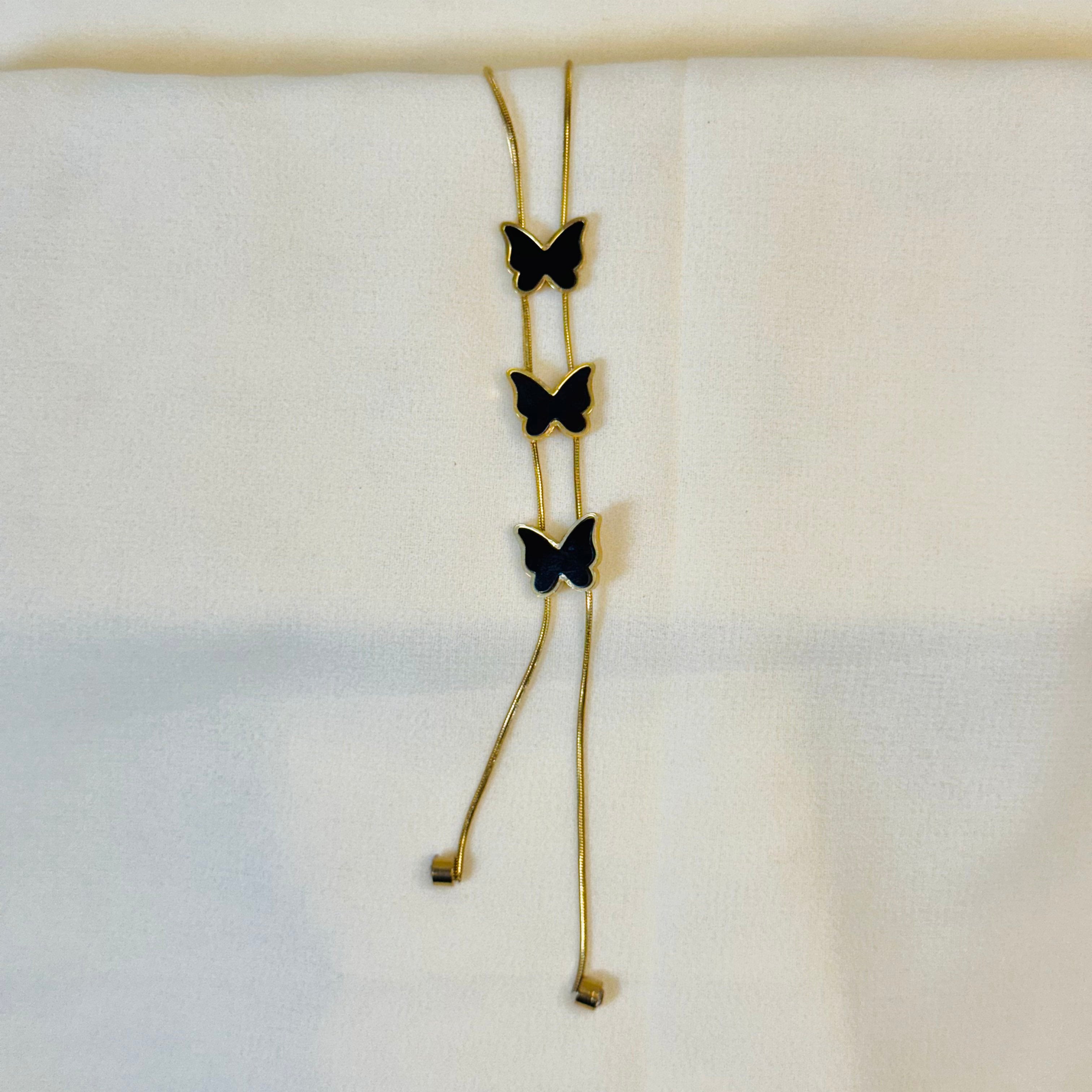 Delicate Triple Butterfly Pendant Necklace