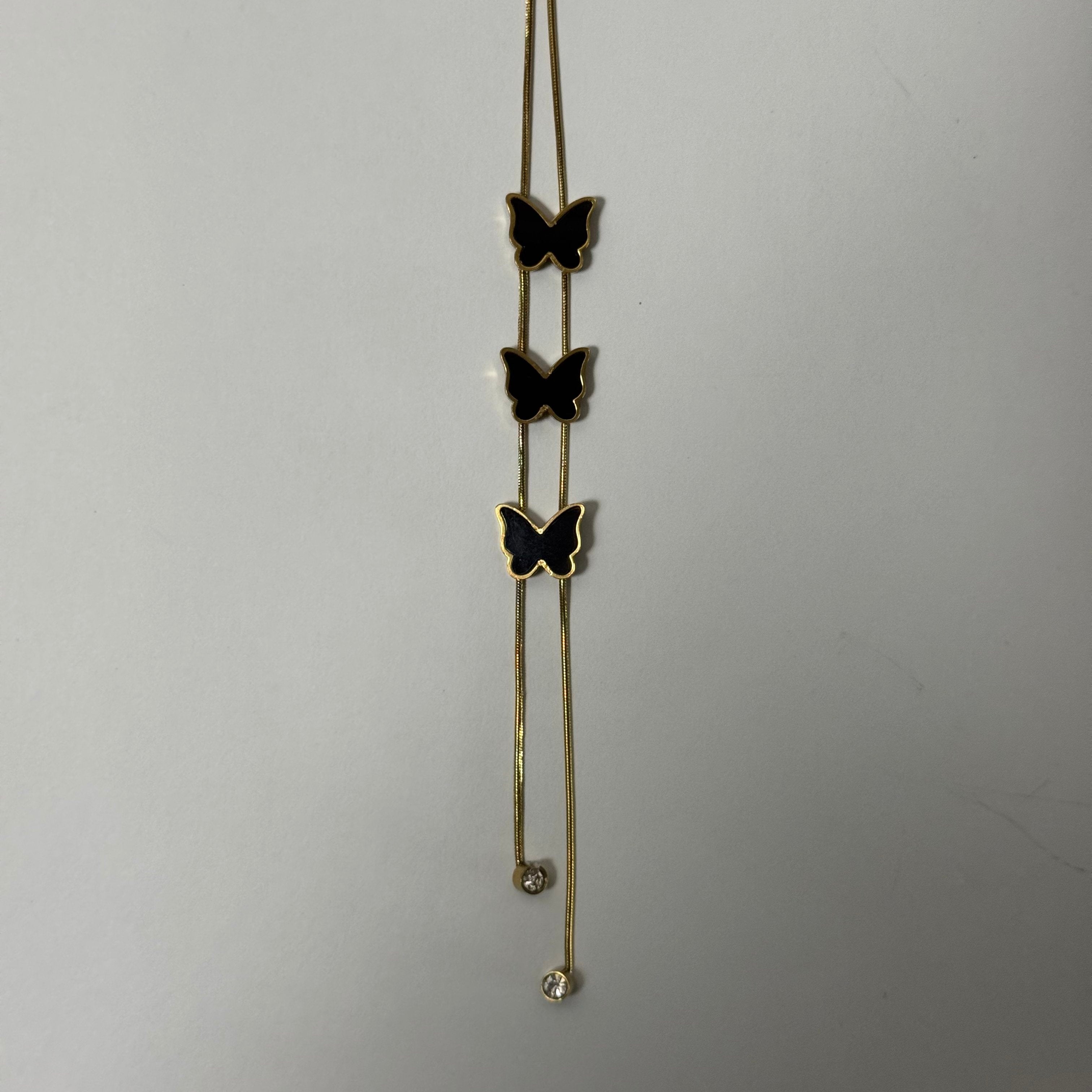 Delicate Triple Butterfly Pendant Necklace