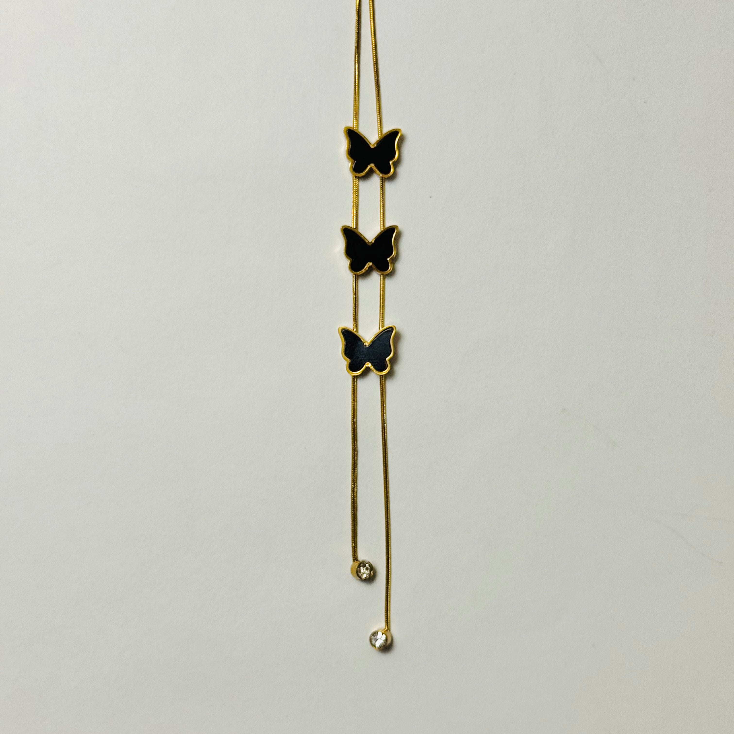 Delicate Triple Butterfly Pendant Necklace