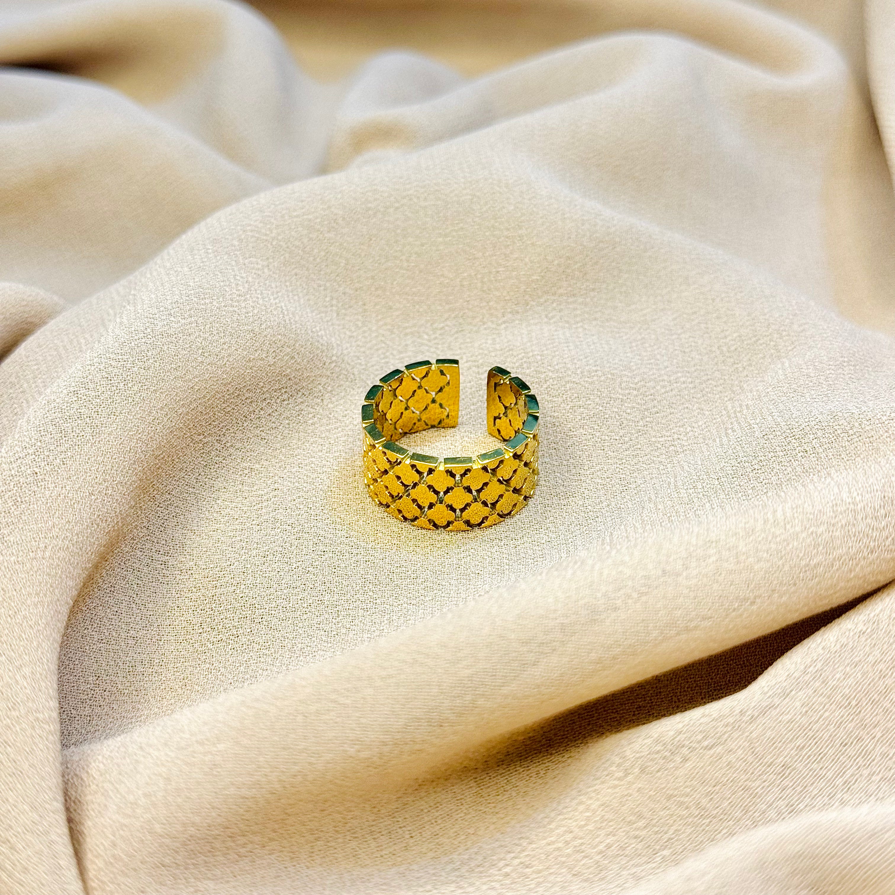 Stainless Steel gold adjustable ring