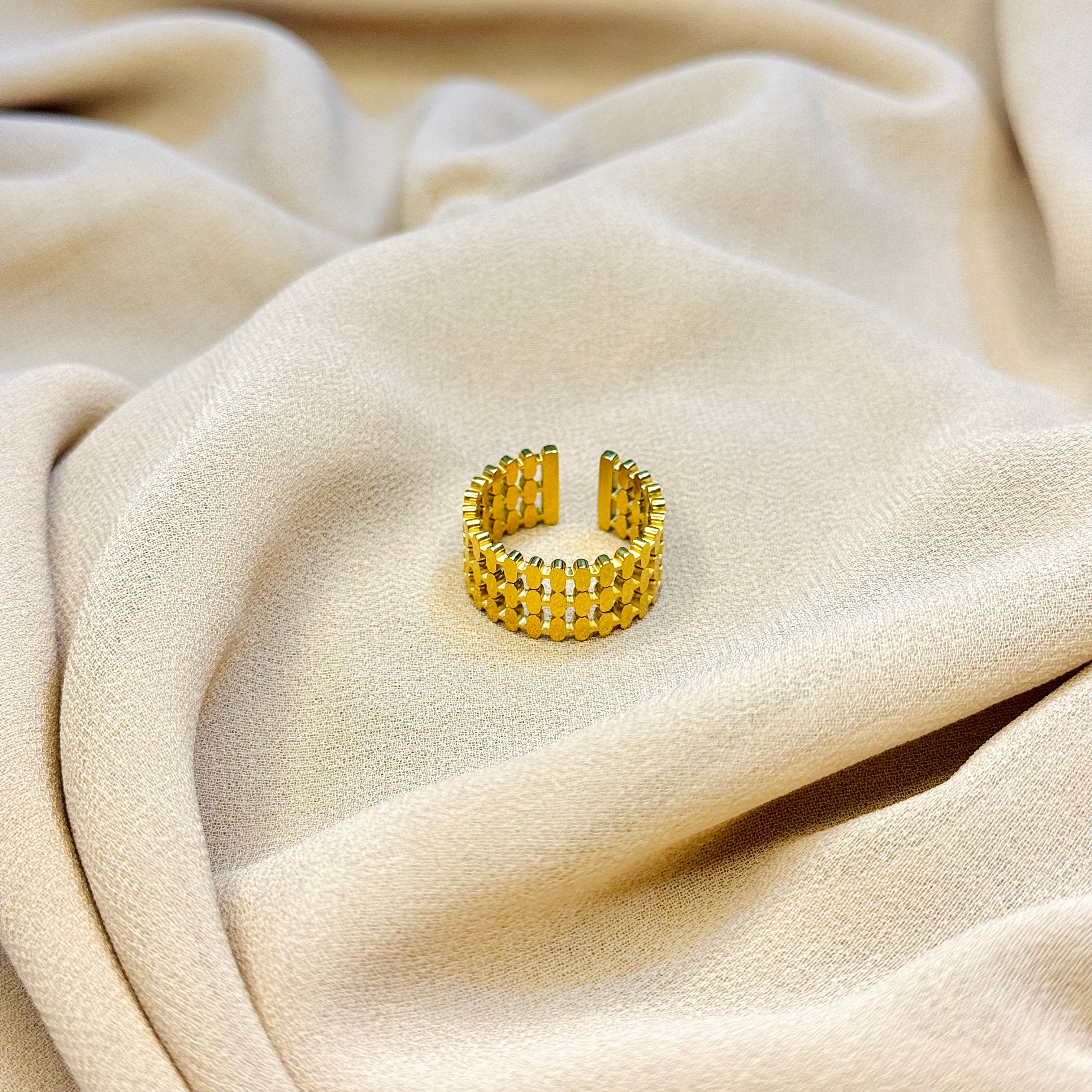 Stainless Steel Gold Chunky Ring