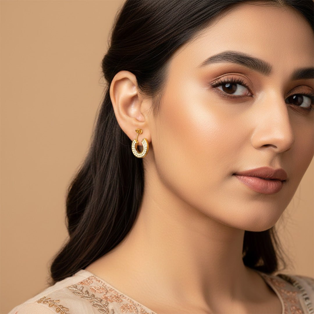 Luxe Zircon Hoop Earrings | 18K Gold Plated & Waterproof - Iryzo