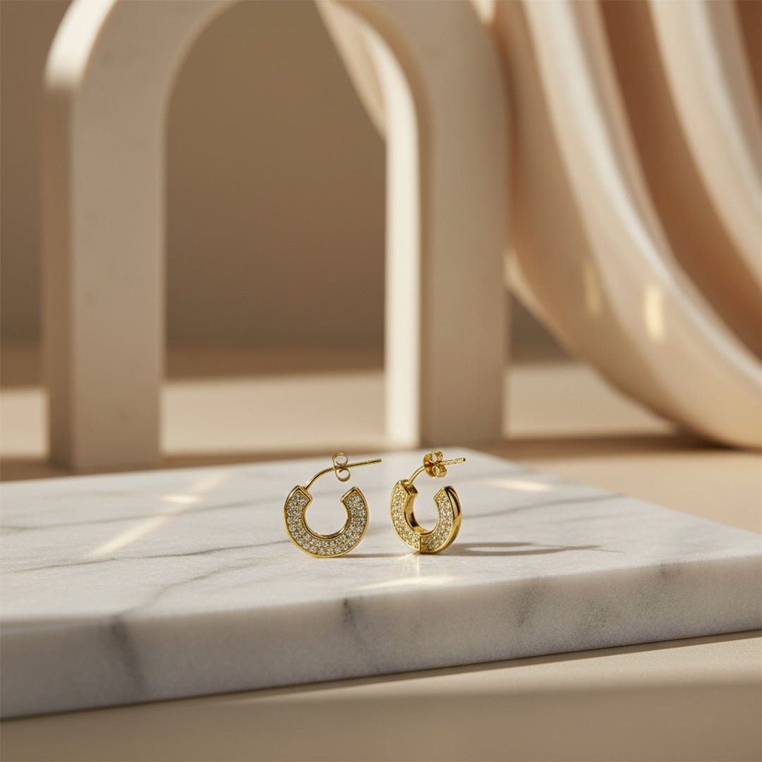 Luxe Zircon Hoop Earrings | 18K Gold Plated & Waterproof - Iryzo