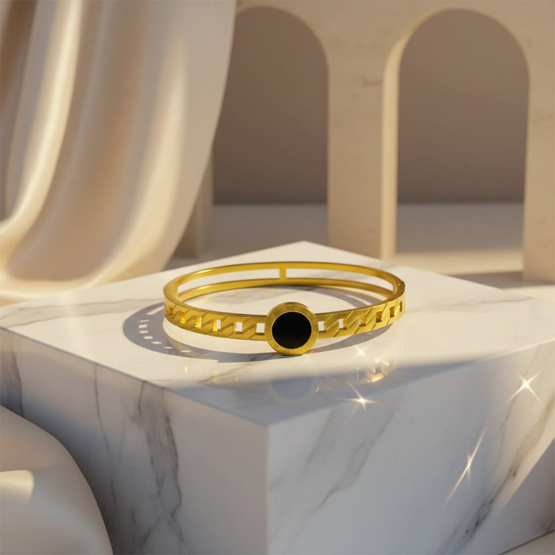 Premium Roman Numeral Cuff Bangle | 18K Gold Plated - Iryzo