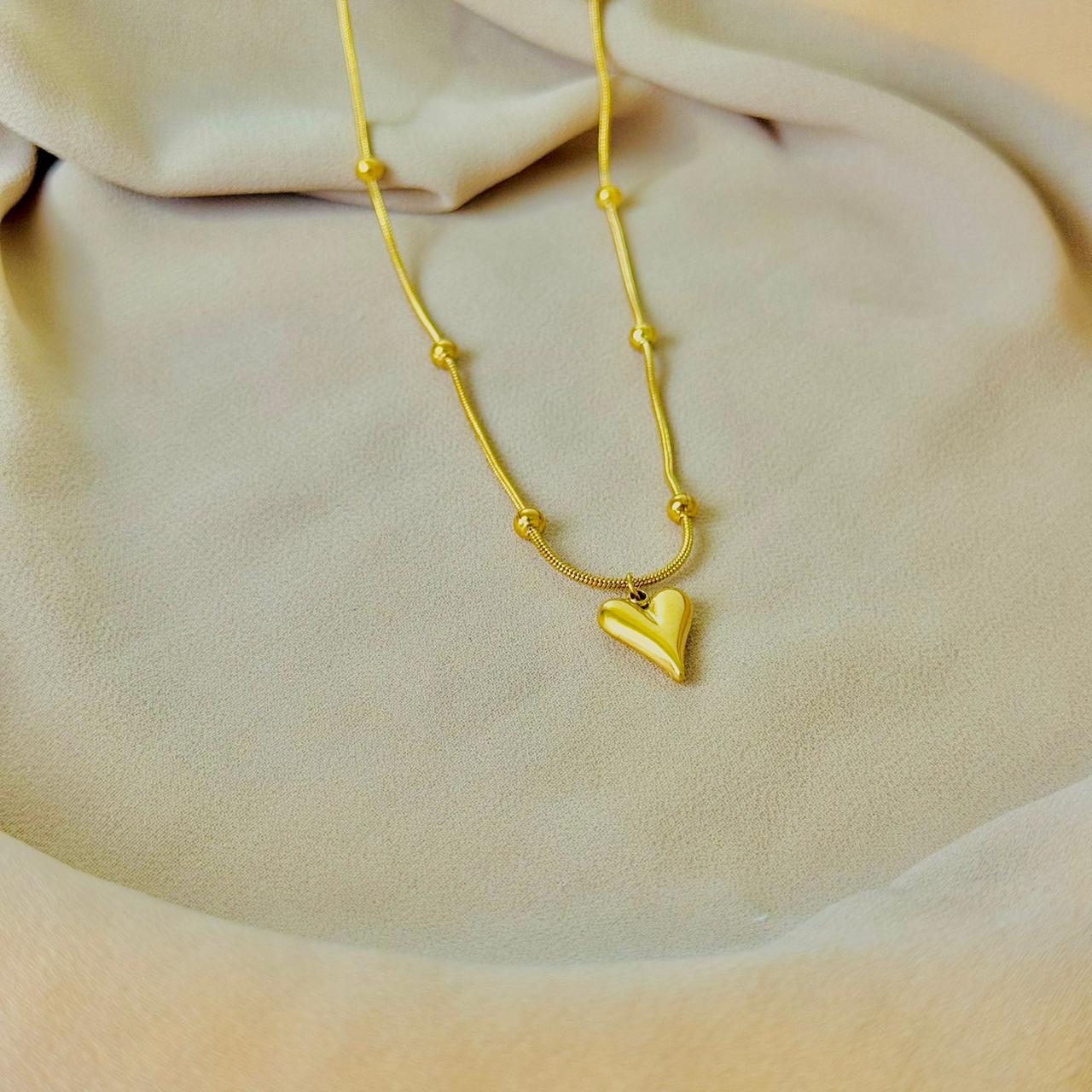 Solid Beaded Heart Necklace