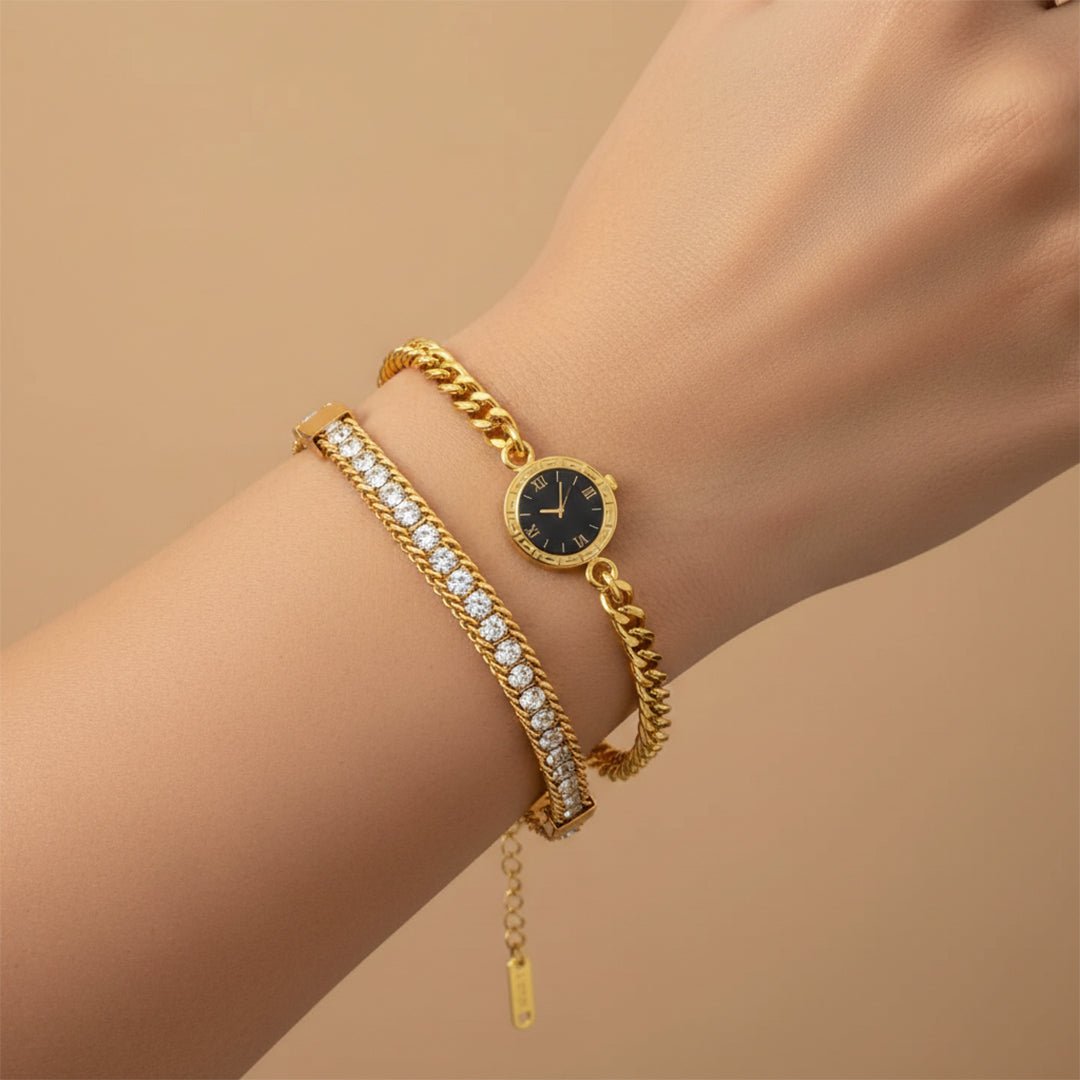 Gold Chain Watch Stack Vintage Watch Rope Bracelet Combo Iryzo Pakistan